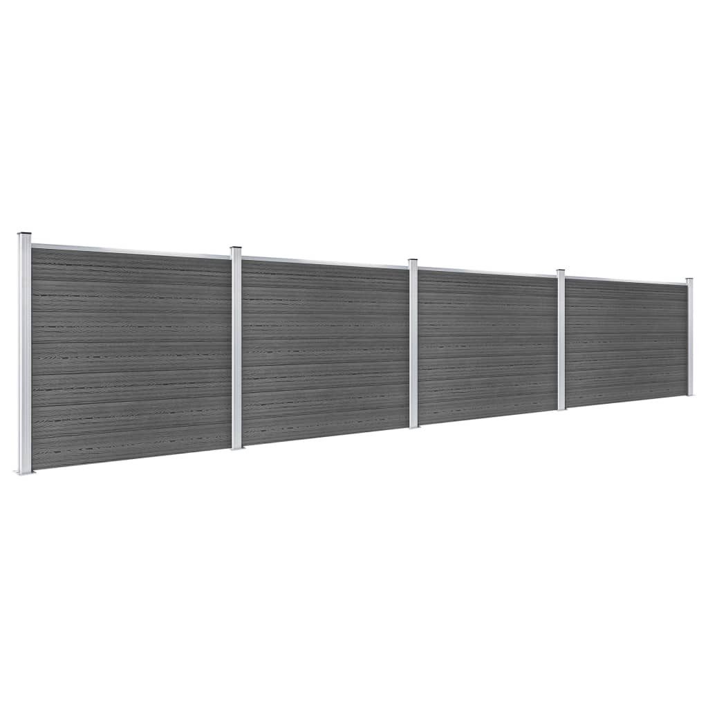 Thumbnail - vidaXL Gartenzaun Zaunelement Set WPC 699x146 cm Schwarz, (1-St)