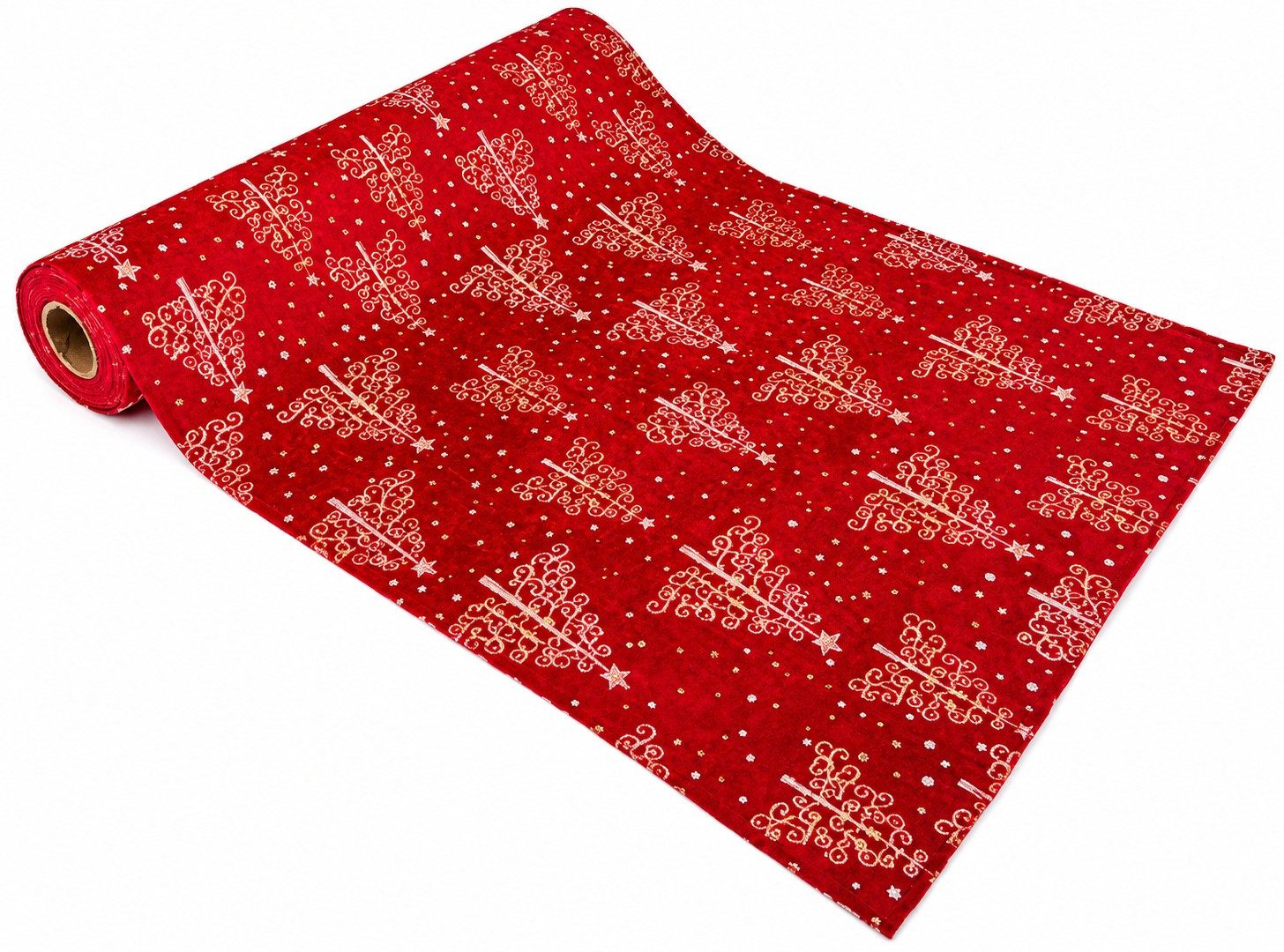 Wurm Tischläufer Tischläufer Weihnachten Samt Rot Gold Tannenbäume 28 x 300 cm