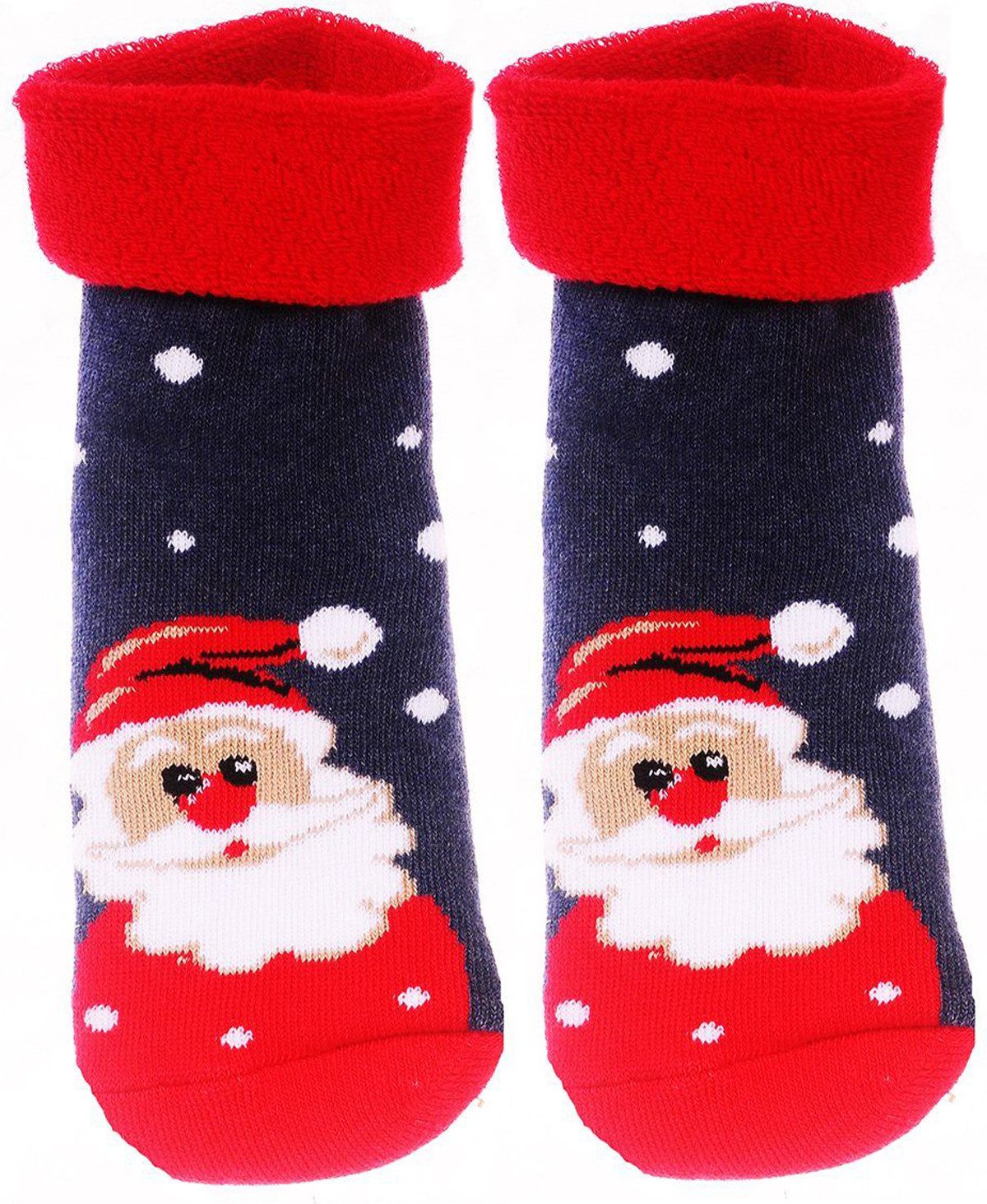 Martinex Socken Haussocken Thermosocken Weihnachten warme Weihnachtssocken mit Santa mit Weihnachtsmann Motiv, 34 35 36 37 38 39 40 41 42 in Blau