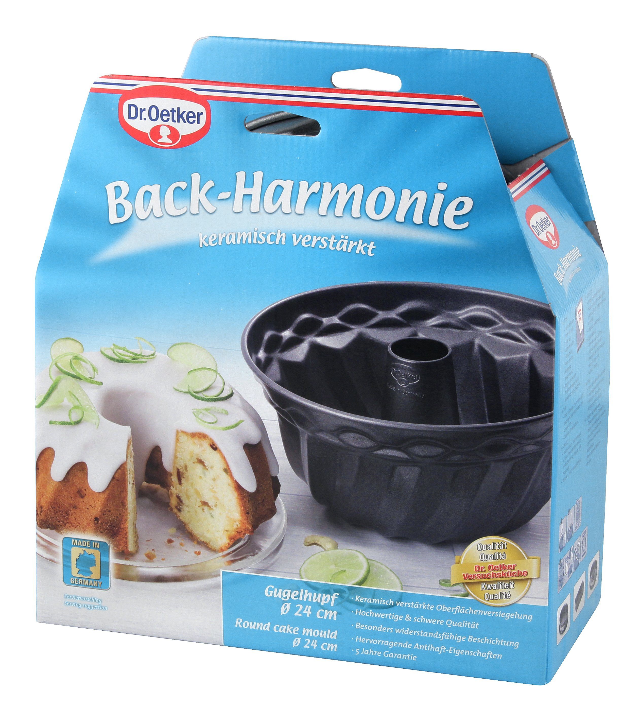 Dr. Oetker Küchenhelfer Gugelhupfform Back-Harmonie, Ø 24 cm, Backform aus Stahlblech, mit keramisch verstärkter Antihaftbeschichtung, Made in Germany