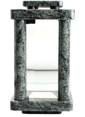 KOKA Dekoobjekt Grab-Lampe Granit Oliven Grün Friedhofs-Laterne, (1 St), Grab-Licht, eckig, modern, hochwertig, mit Glastür, witterungsbeständig und robust