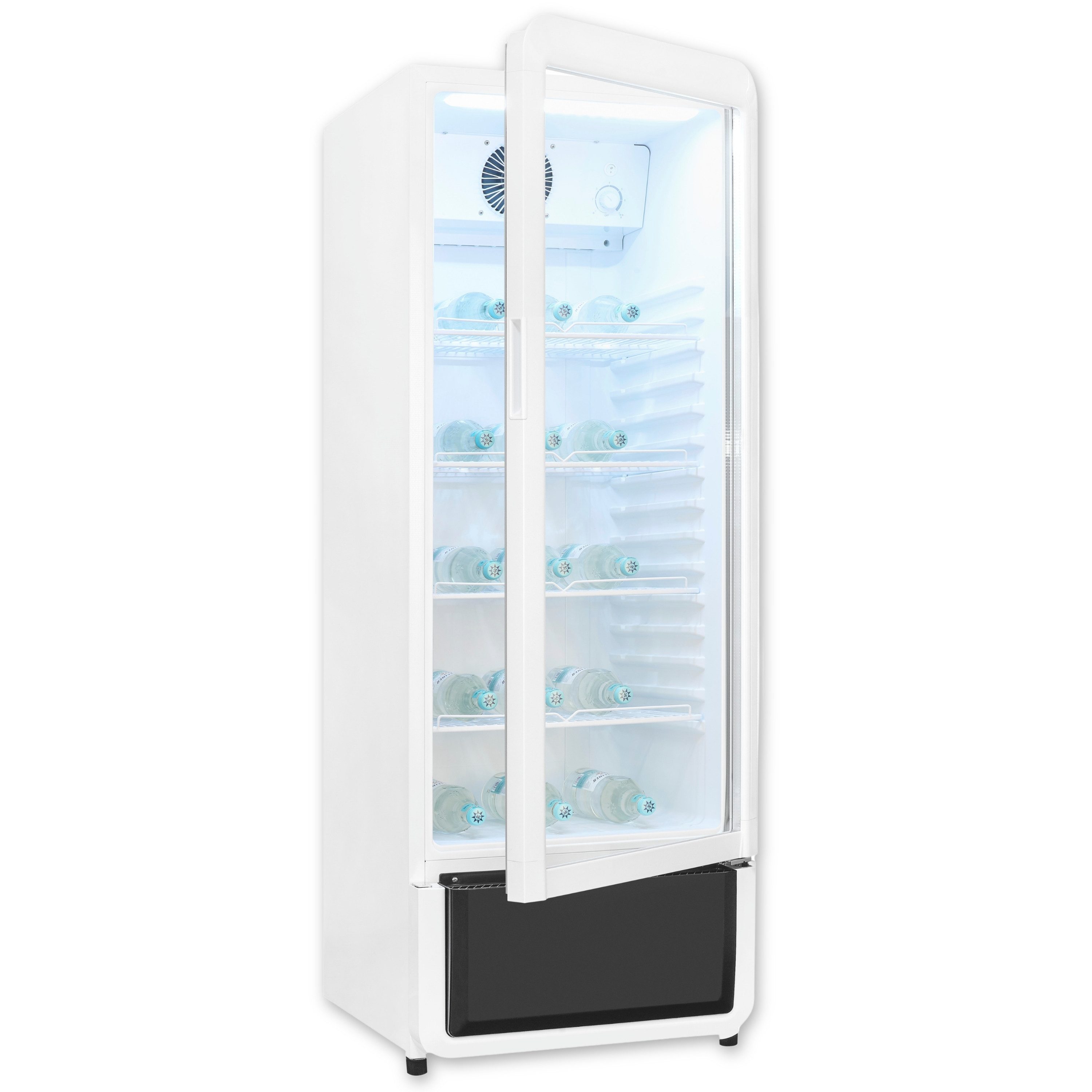 exquisit Getränkekühlschrank GKS220-GT-431D weiss, 152,5 cm hoch, 54 cm breit, Alles auf einen Blick dank Isolierglastür und übersichtliche Lagerung