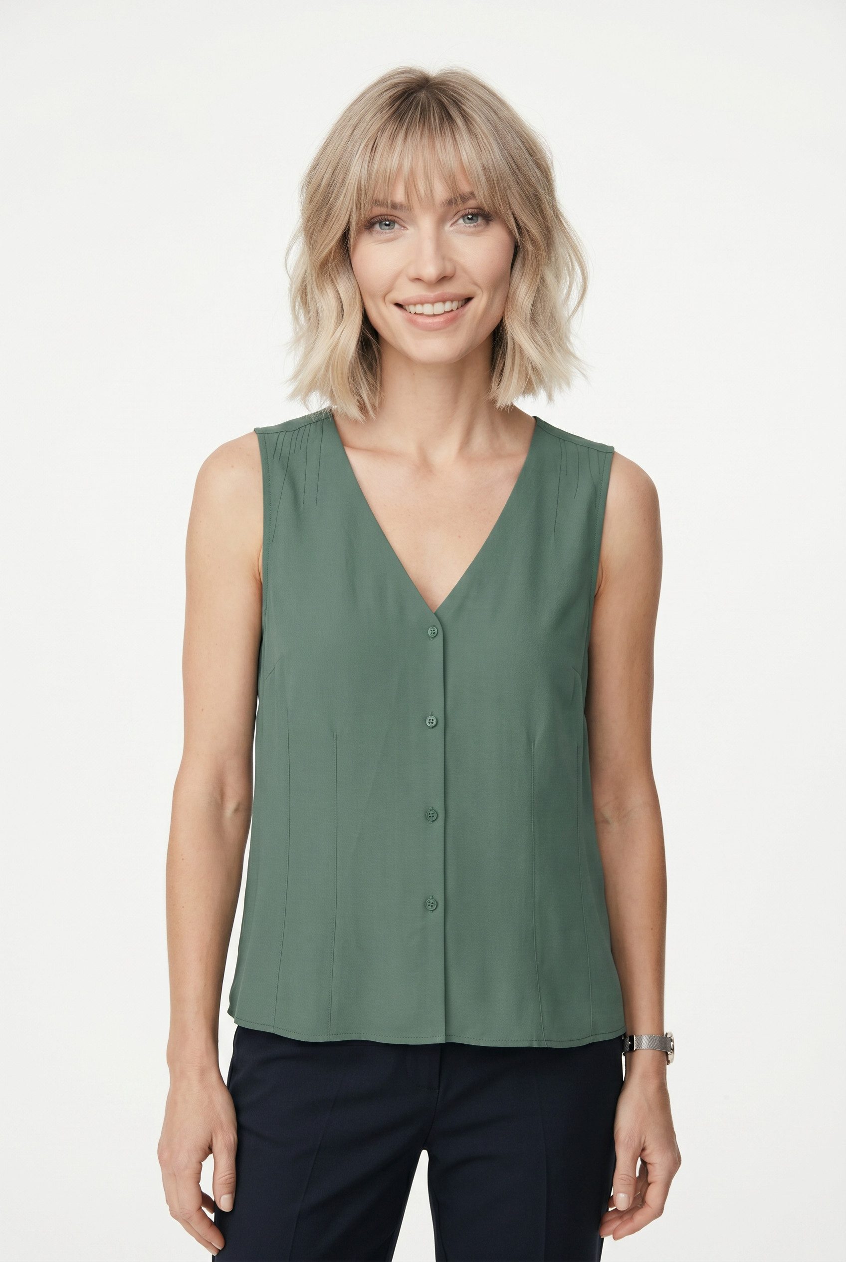 Vero Moda Shirttop VMMENNY SL V-NECK TOP WVN GA Viskose, regular fit