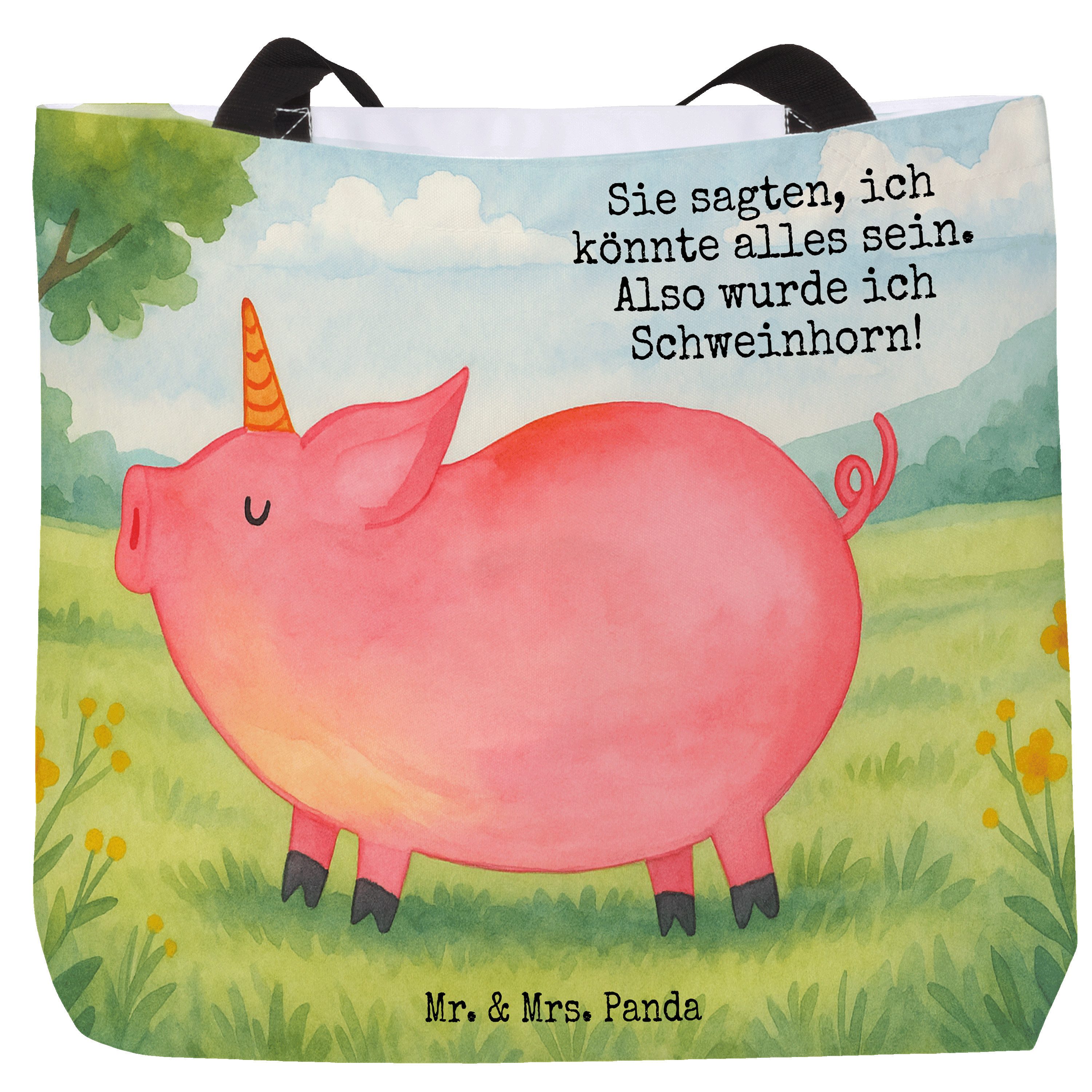Shopper Einhorn Schwein Design, Reisetasche, Weiß, Laptoptasche, Urlaubstasch
