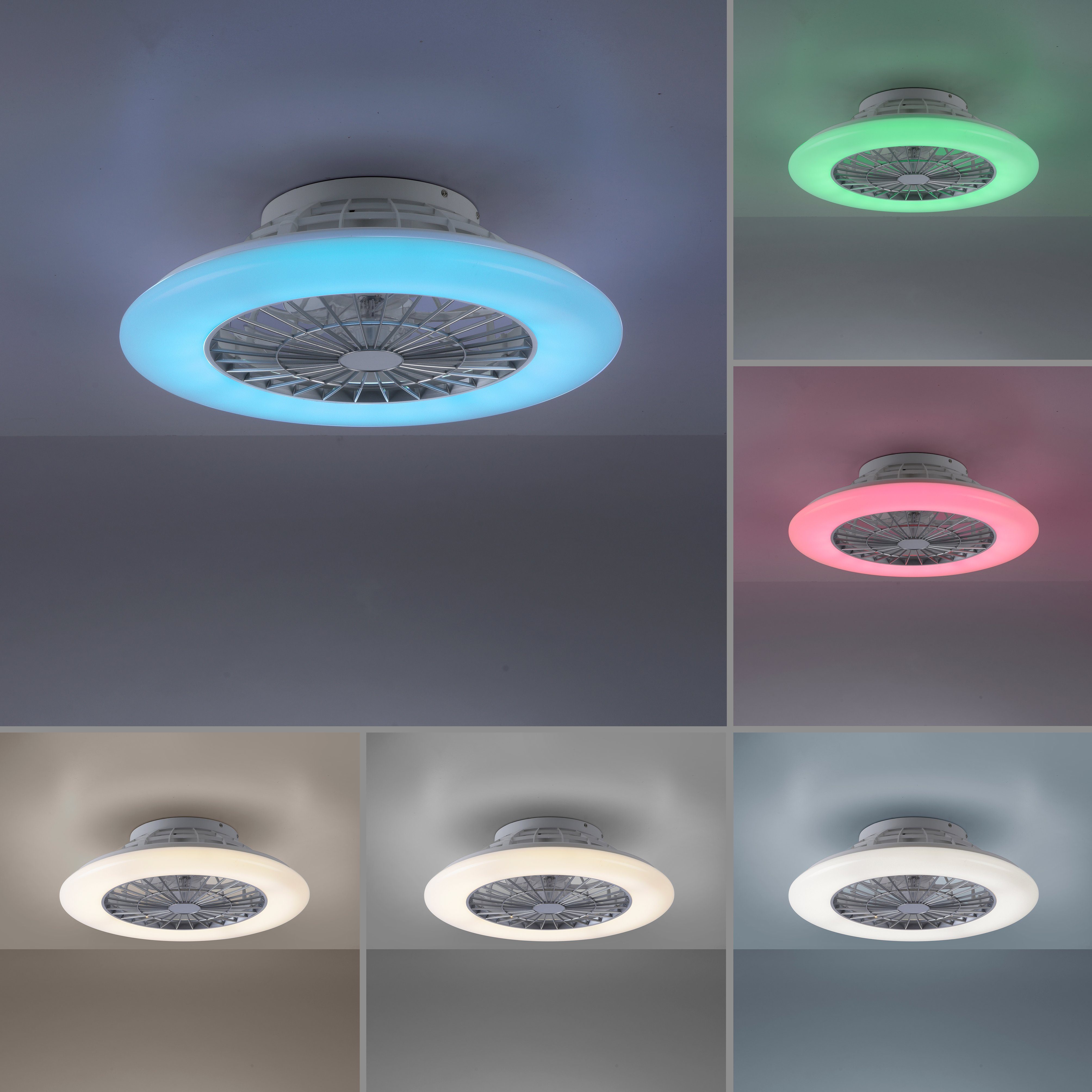 Leuchten Direkt LED Deckenleuchte LED, fest RGB+tunable warmweiß Infrarot inkl., kaltweiß, - integriert, white, Ventilatorfunktion PATRICK
