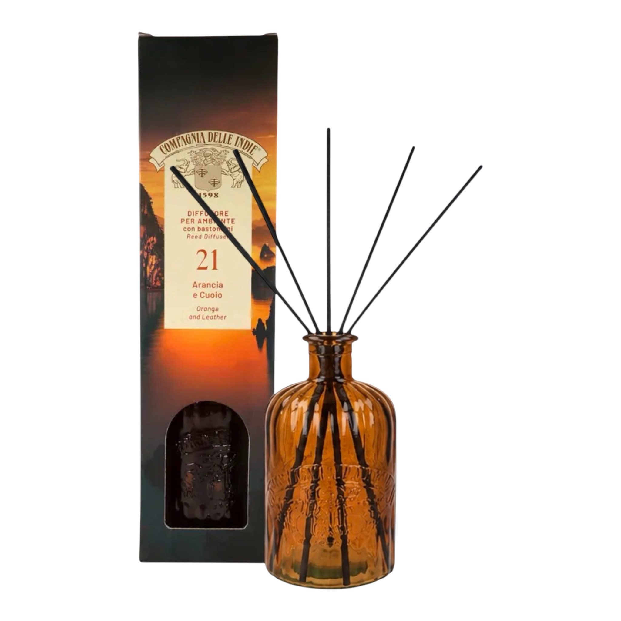 Compagnia delle Indie Raumduft Orange & Leder Raumdiffusor 1000 ml, Orange, Leder, Bergamotte, schwarzem Pfeffer und Meeresnoten