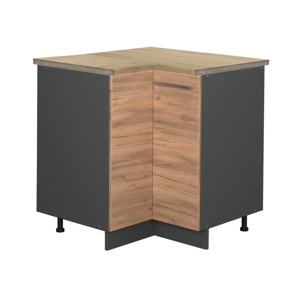 Vicco Eckunterschrank Fame-Line, Goldkraft Eiche/Anthrazit, 80.5 günstig online kaufen