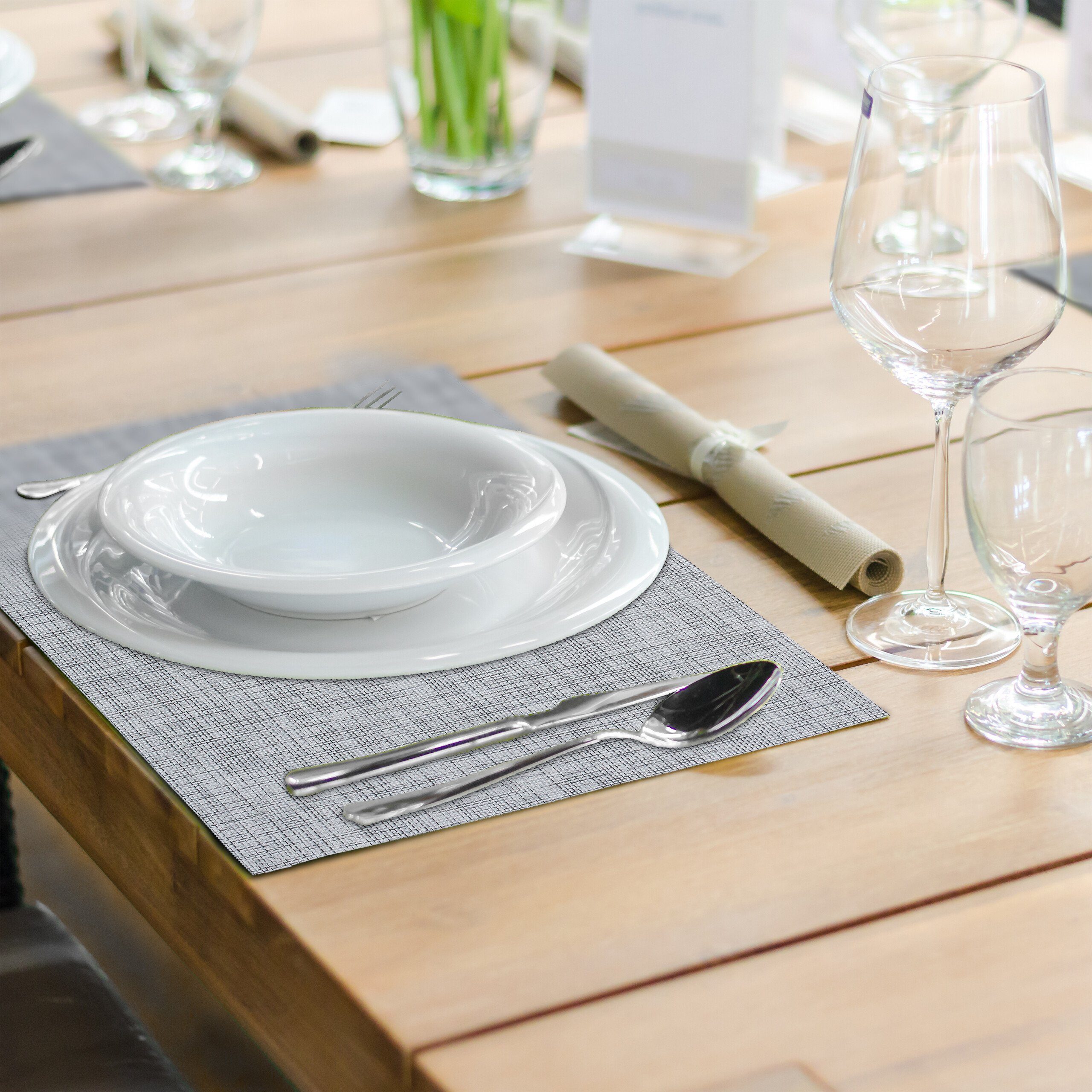 relaxdays Platzset Tischset 6-teilig, Grau günstig online kaufen