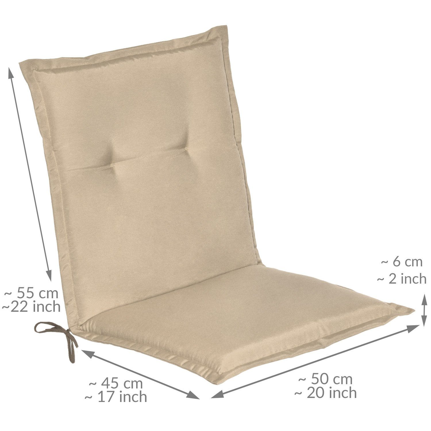 Beautissu Sitzauflage Niedriglehner Auflage Gartenstuhl Loft NL, 100x50x6cm, Natur, Sitzkissen Niederlehner Rückenkissen Stuhlkissen Schaumkern Füllung