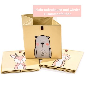 Centi Faltbox Aufbewahrungsboxen, Kallax Boxen (Set, 3 St., 33cm x 33cm x 33 cm beige), mit Schlaufe zum Herausziehen und 3 Motiven