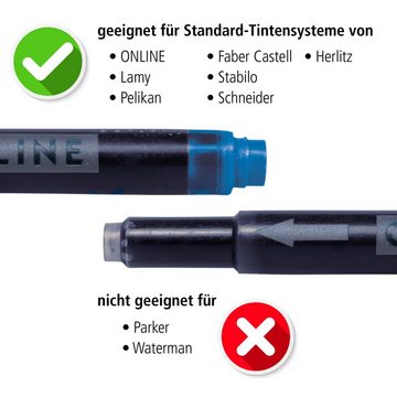 Online Pen Kombi-Tintenpatronen Tintenpatrone (Universal-Füllhalter Patronen auch passend für LAMY, Pelikan, etc., Füller Patronen Vorteilspack)