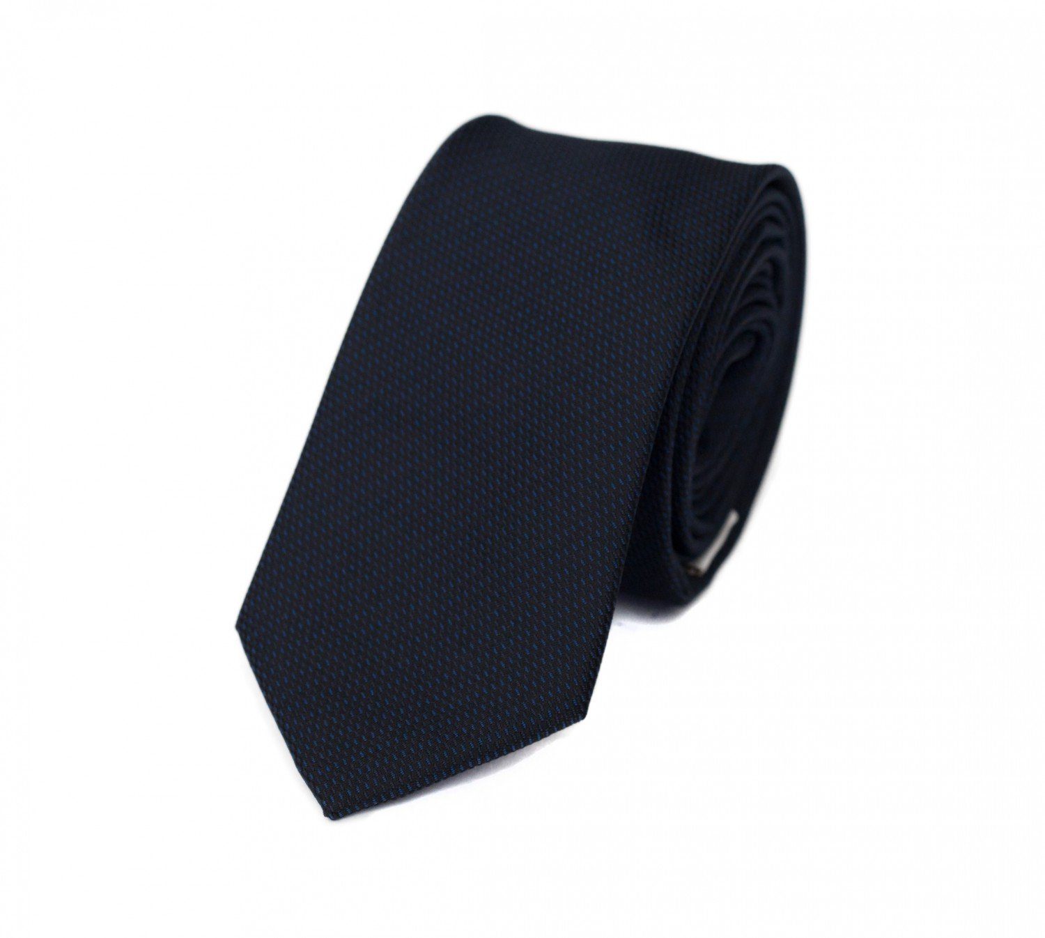 Fabio Farini Krawatte Schwarze Herren Schlips - dunkle Krawatten in 6cm Breite (ohne Box, Gemustert) Schmal (6cm), Schwarz/Blau
