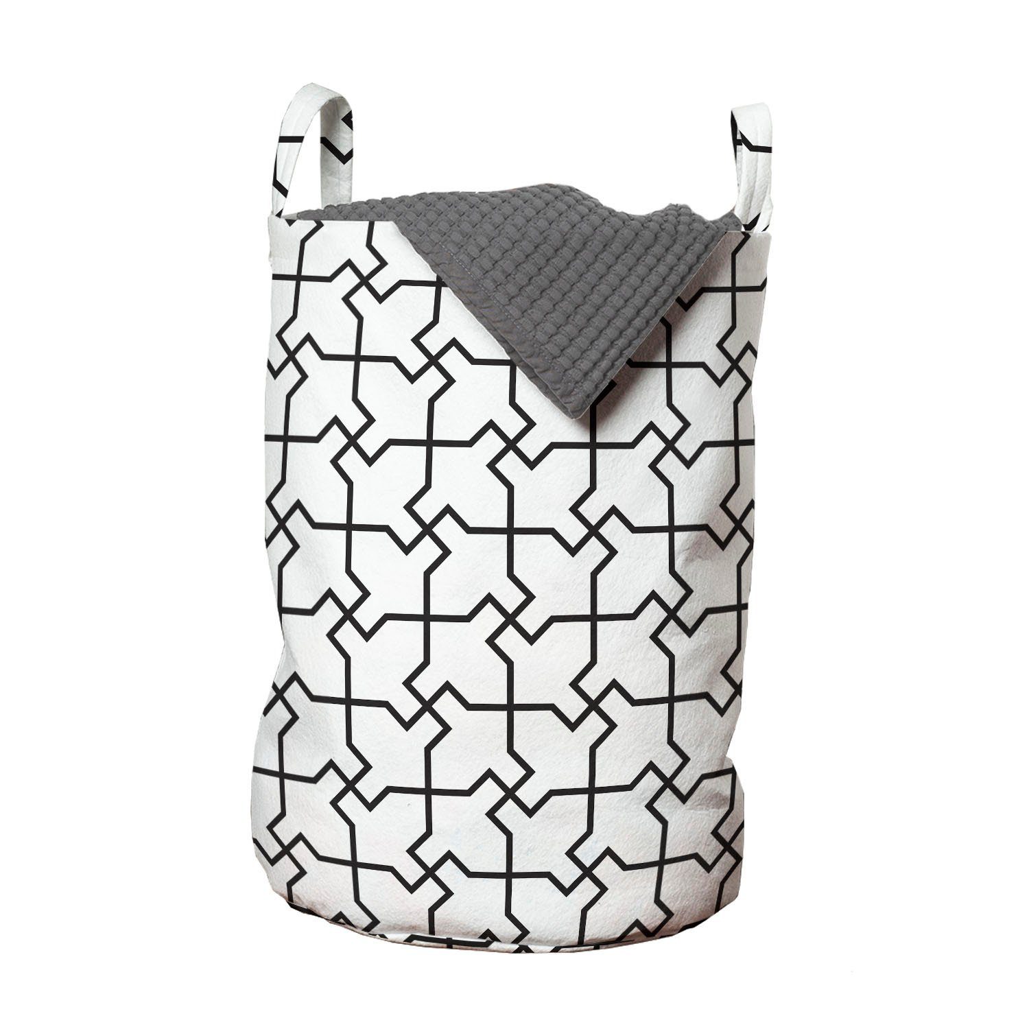 Wäschekorb Abakuhaus Simplistic mit Kordelzugverschluss Wäschesäckchen Abstrakt für Geometrische Griffen Linien Waschsalons,