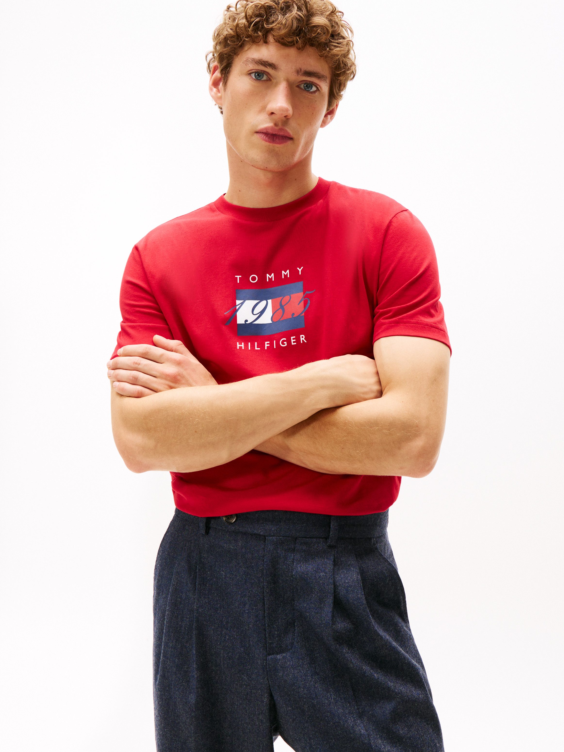 Tommy Hilfiger T-Shirt LINEAR FLAG GRAPHIC Rundhals, regular fit, Jersey günstig online kaufen