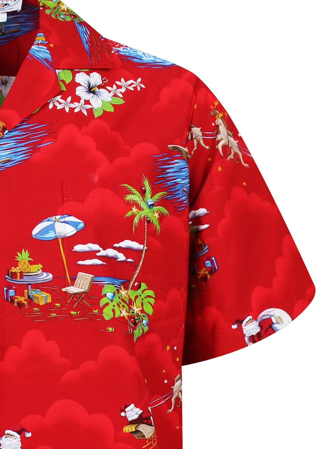 Pacific Legend Hawaiihemd Christmas Allover Original Hawaiihemd mit 100% Kokosnuss-Knöpfen