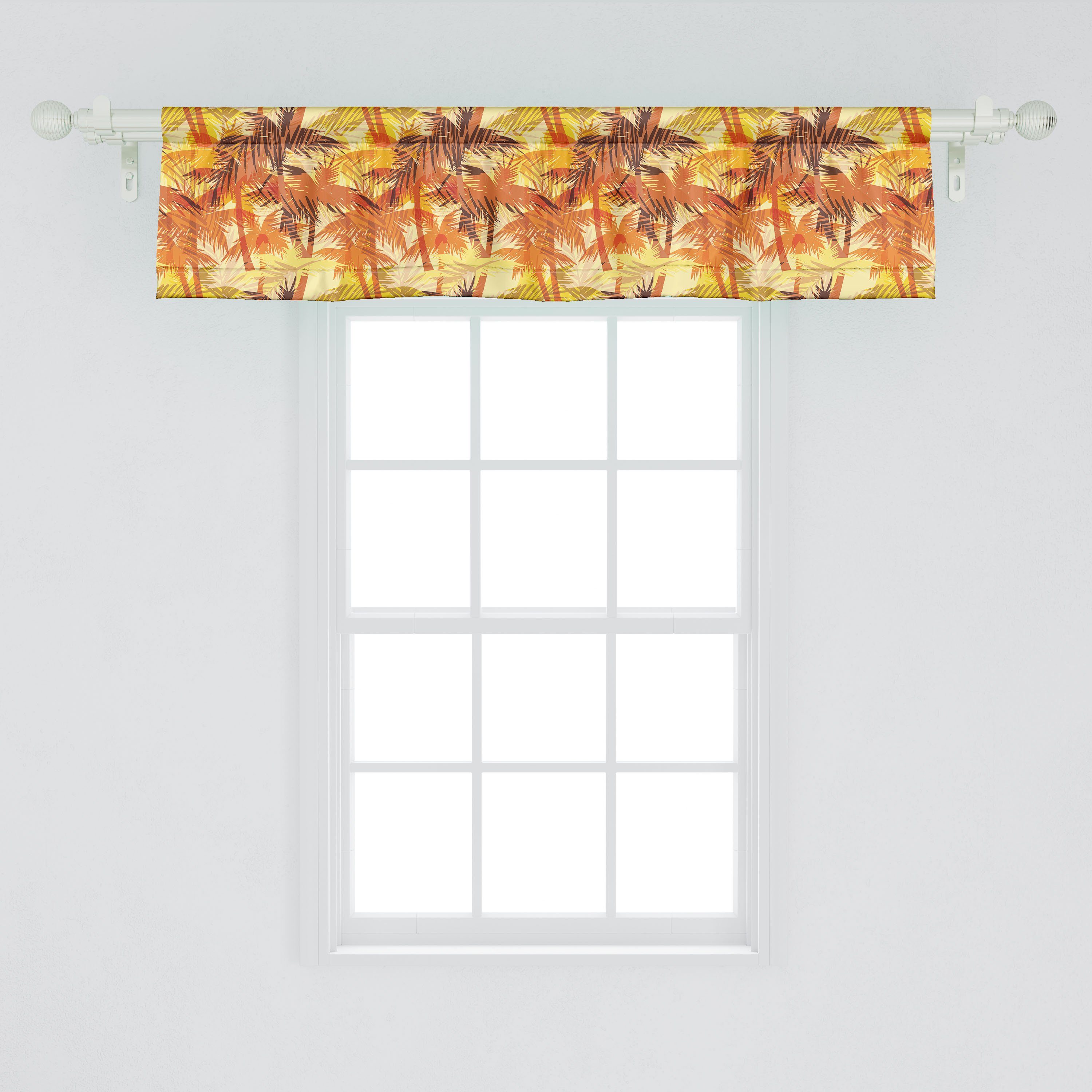 Scheibengardine Vorhang Volant Insel mit für Orange Jungle Microfaser, Sommer-Wald Küche Stangentasche, Abakuhaus, Schlafzimmer Dekor