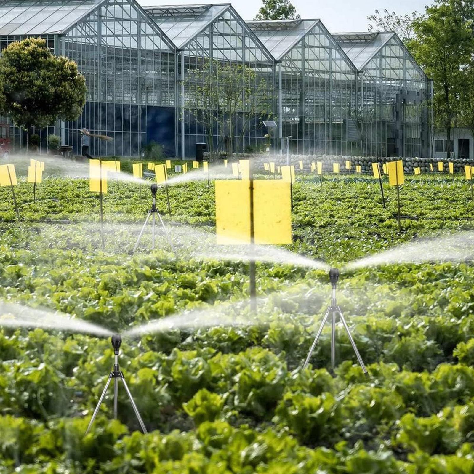Jibenhome Gartenspritze Rotierend Dreibein Regner,Kreisregner Sprinkler,360°Abdeckung, Gartenbewässerung, mit Metall Stativsockel,für Rasen, Garten und Hof