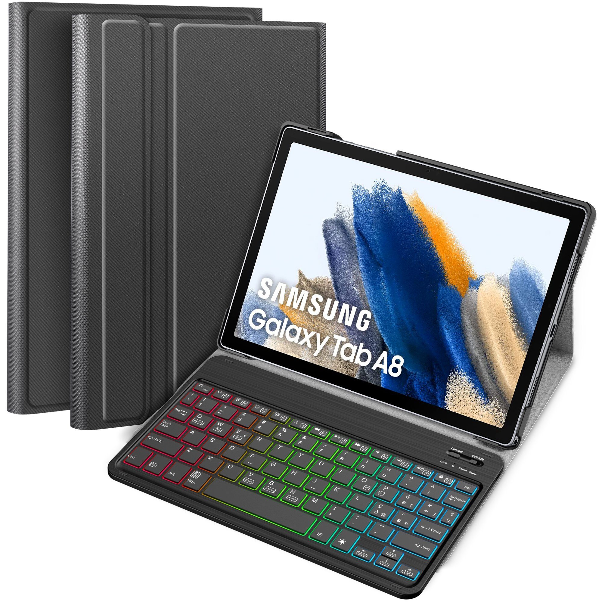Vbrisi Bluetooth Kabellose Tastatur mit Schützhülle für Samsung Galaxy Tab  A8 Tablet-Tastatur