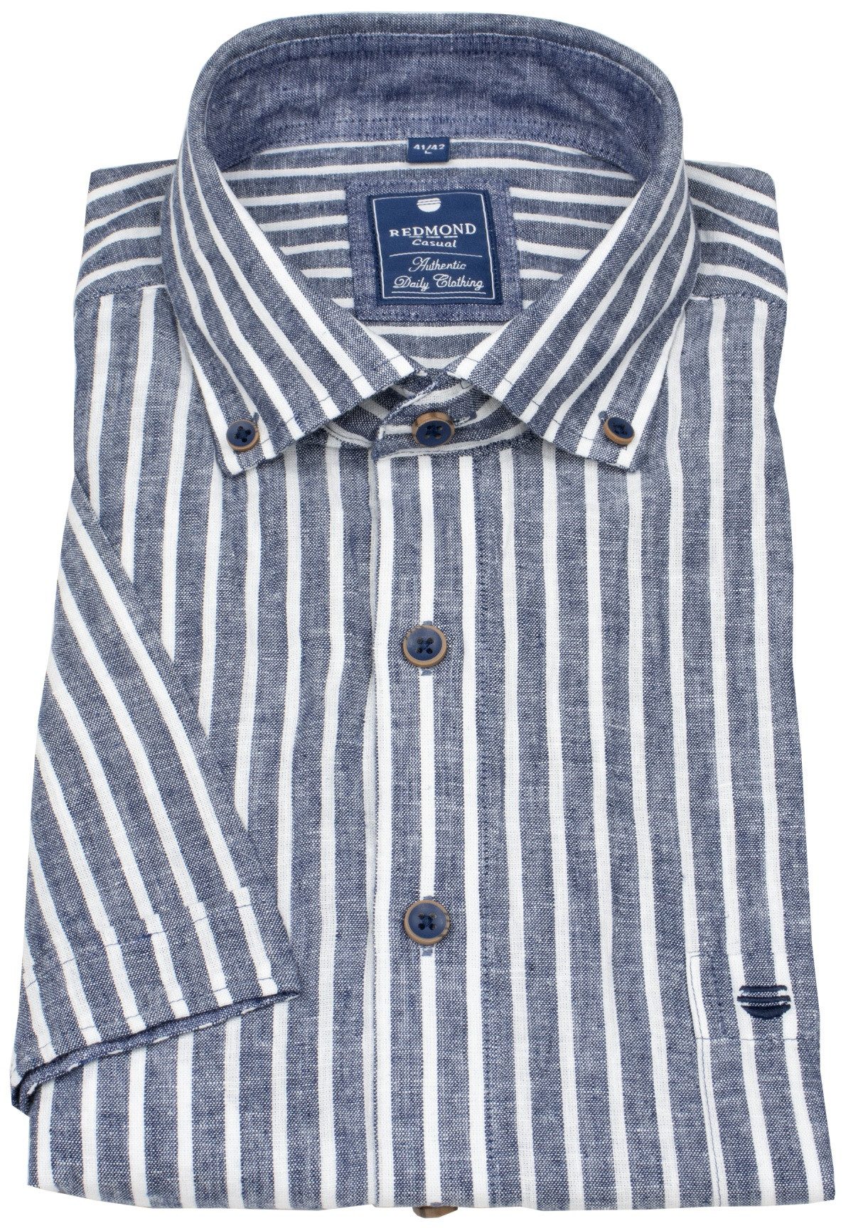 Redmond Kurzarmhemd uni Casual Fit günstig online kaufen