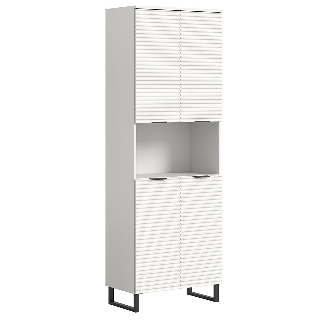 xonox.home Badmöbel-Set Riff Hochschrank Bad 4 Türen 1 Fach weiß.