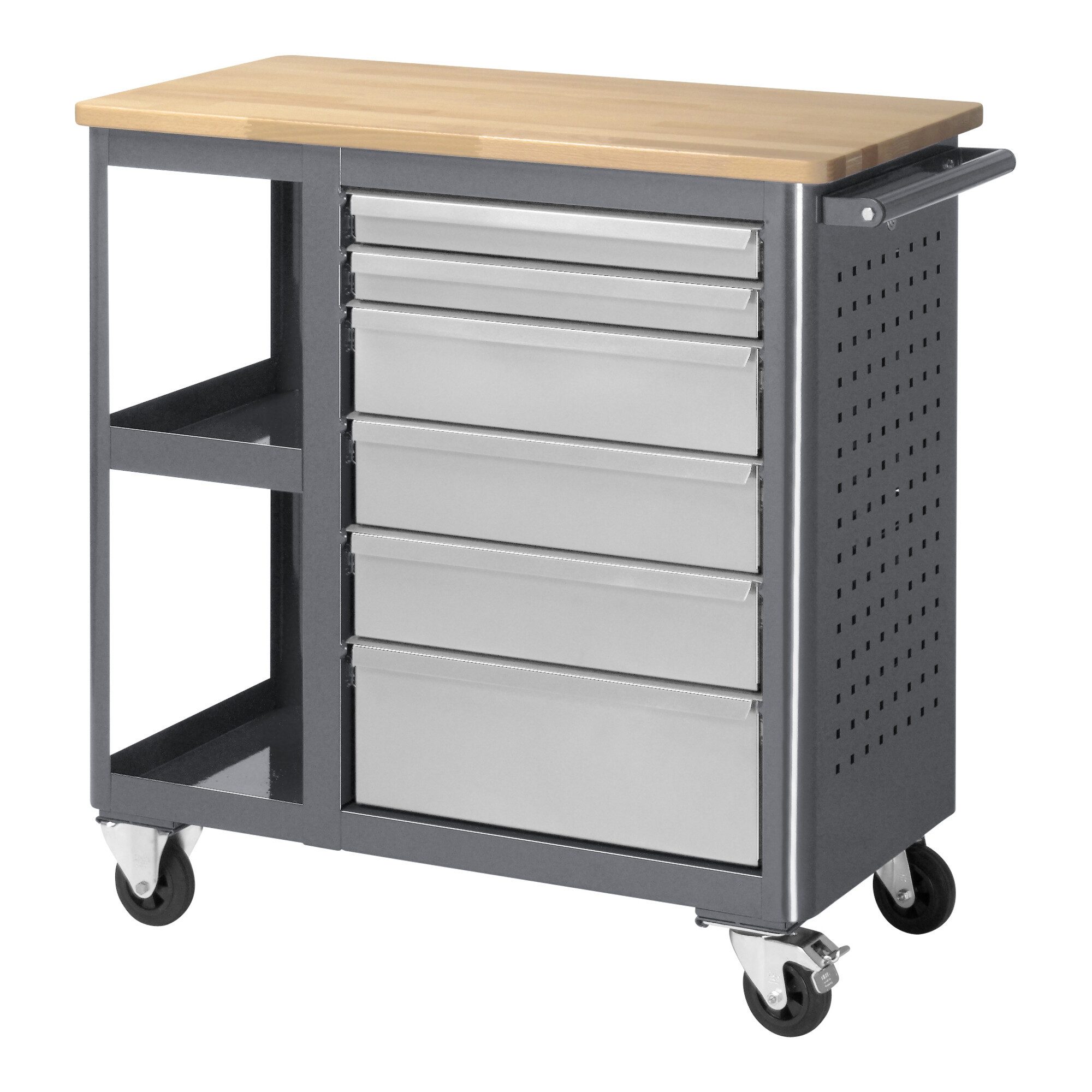 Stier Werkbank STIER Fahrbare Werkbank mit 6 Schubladen und 2 Fachböden BxTxH 960x450