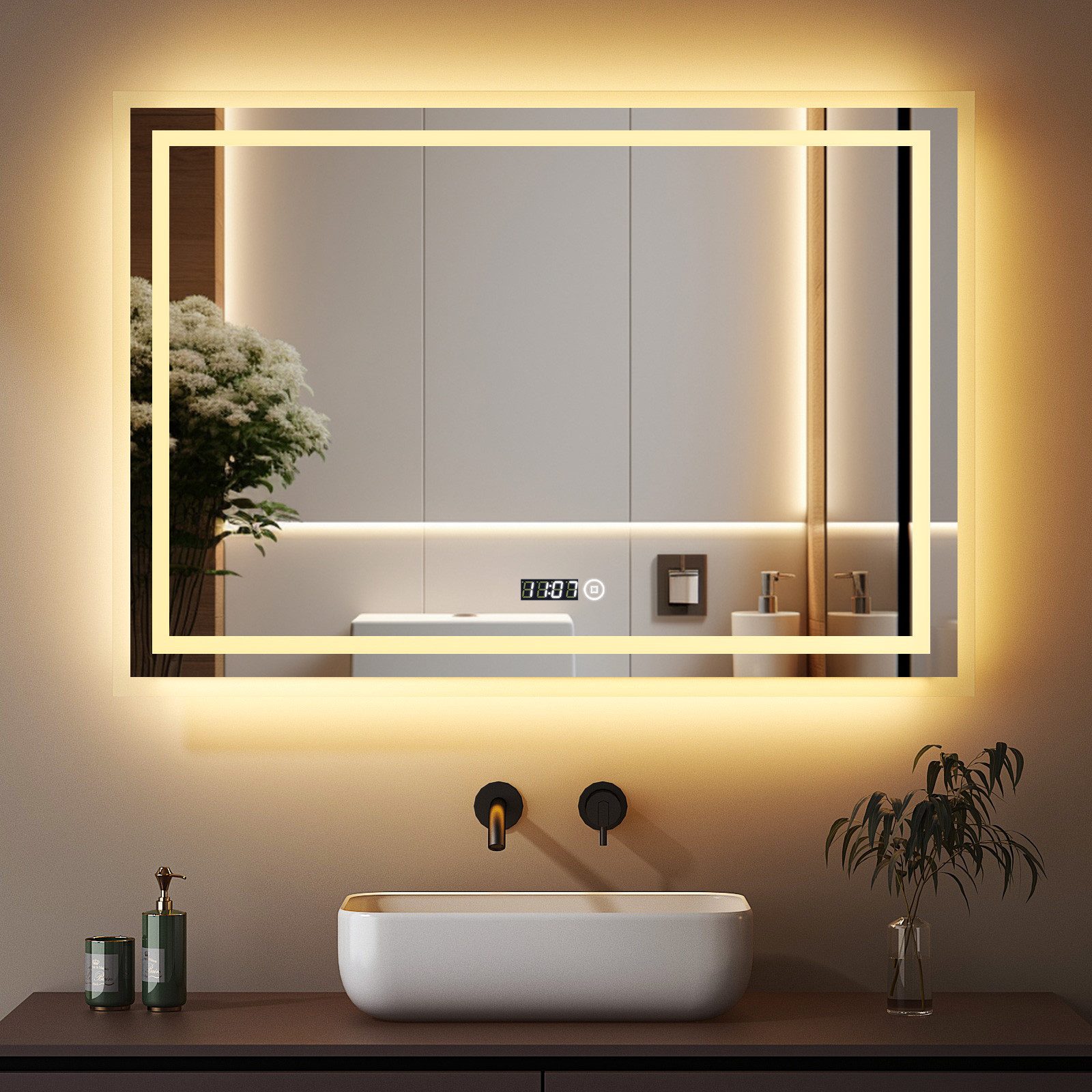 WDWRITTI Badspiegel Wandspiegel Led 80x60 3Lichtfarben günstig online kaufen