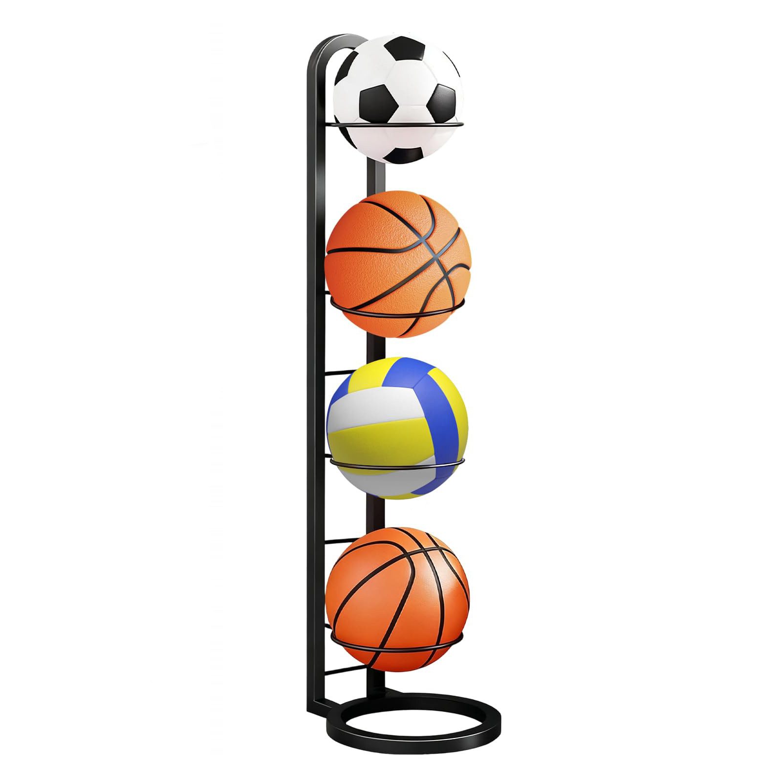 Agger Basketballständer Ballregal 4 Ebenen, Fußballständer & Volleyball Aufbewahrung (1-St), Platzsparendes Sportball Regal für Zuhause, Schule und Garage