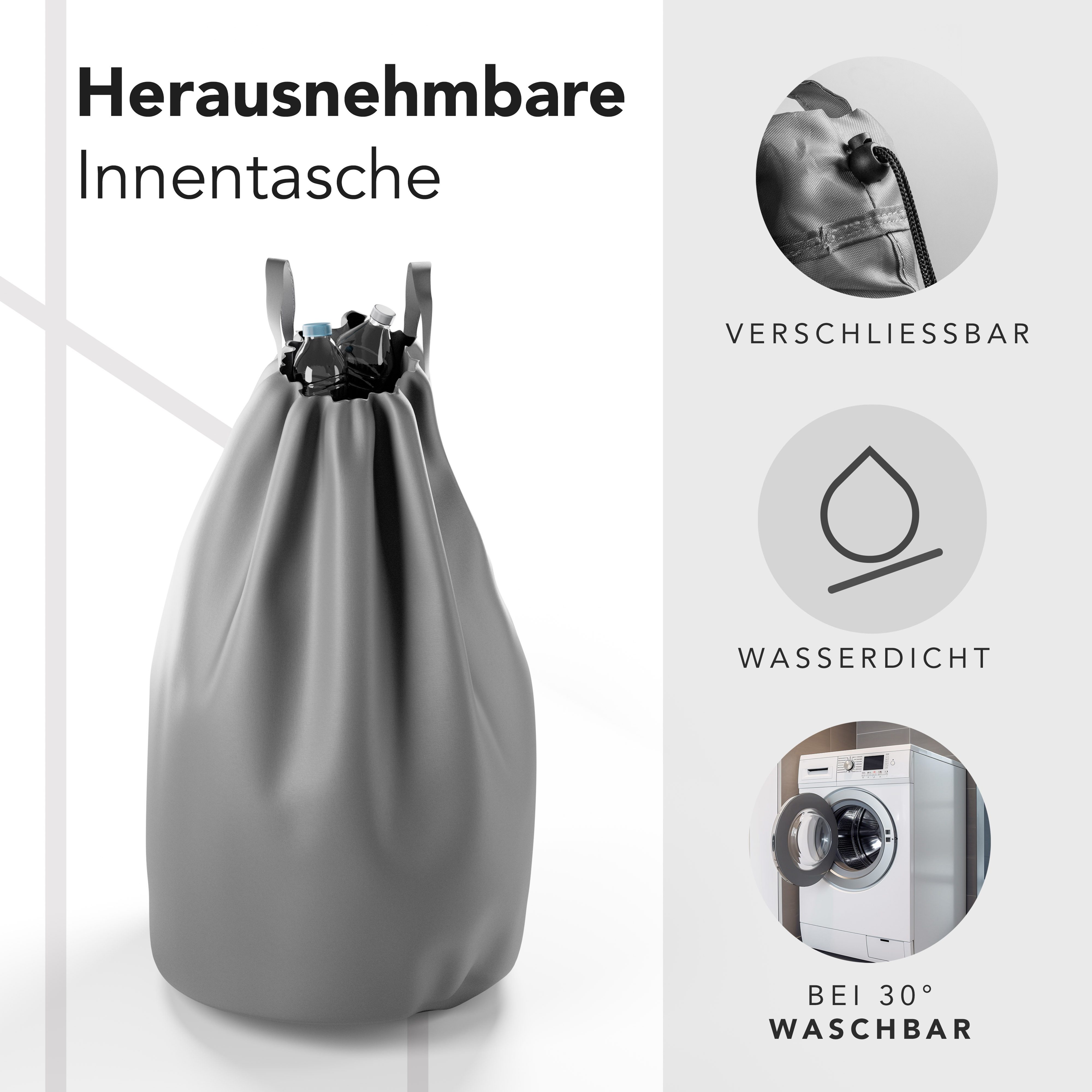 NewHabitat Flaschenkorb Pfandflaschen Sammelbehälter inkl. Tragetasche für 30-40 Flaschen, geeignet für alle PET- & Glasflaschen