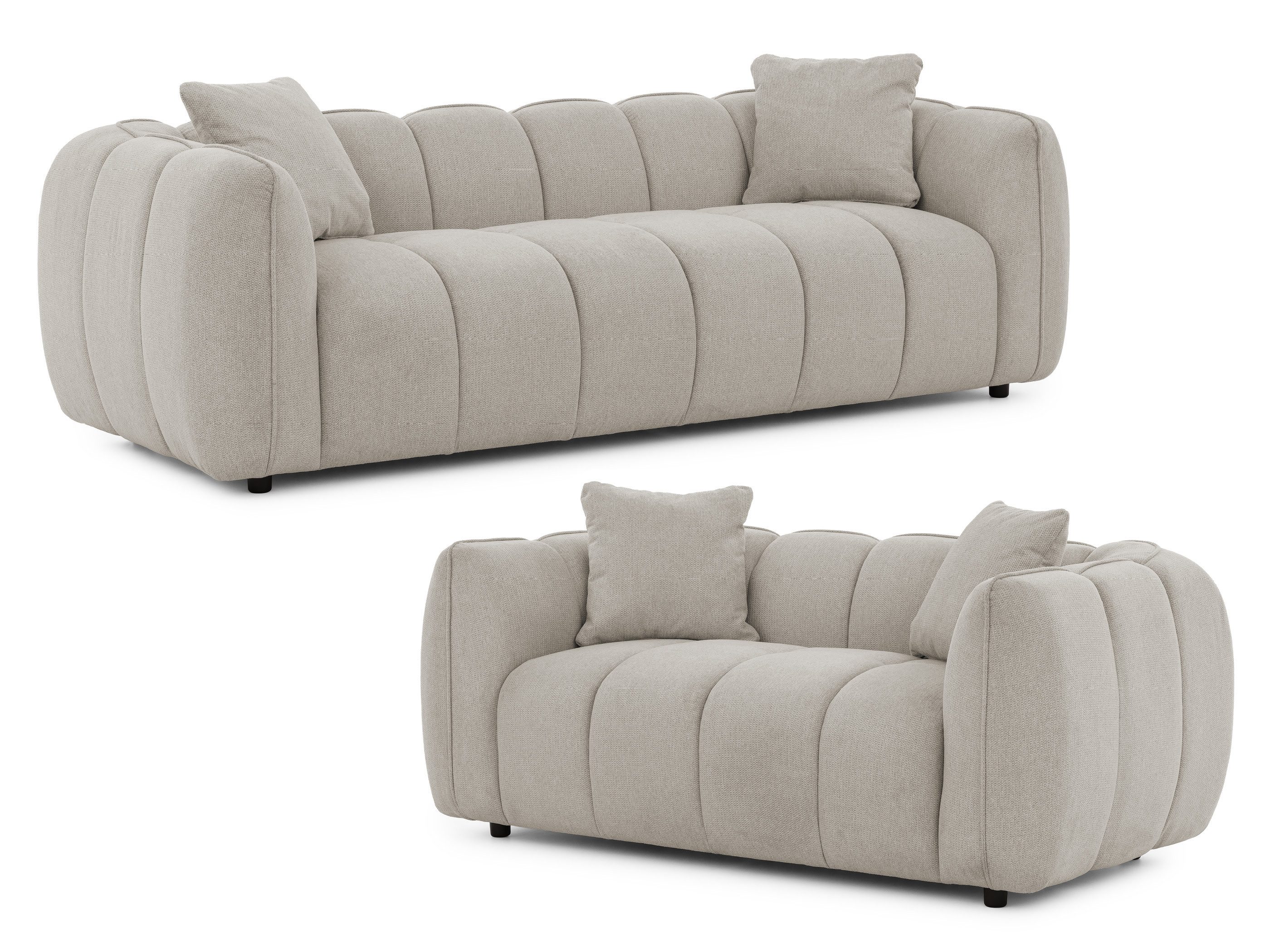 S-Style Möbel Polstergarnitur 3+2 Nubira in tief gesteppter Bubble-Optik aus Strukturstoff, mit modernem Design und Wellenfederung
