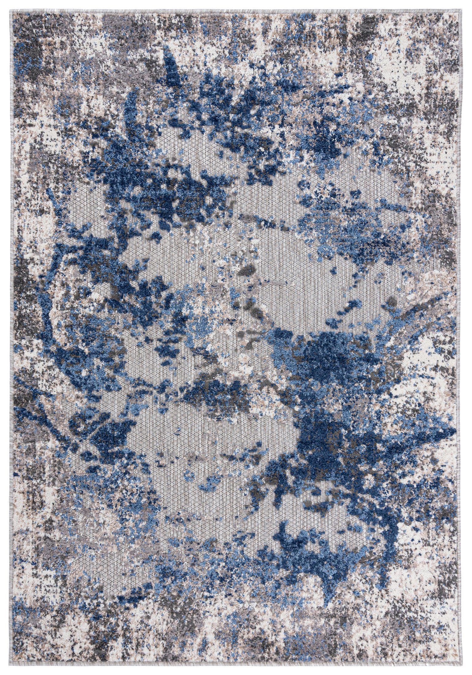 Mazovia Designteppich In- & Outdoor Teppich Wetterfest & UV-beständig Balkon - Blau Grau, 80 x 150 cm, Höhe 6 mm, Kurzflor, Weich, Pflegeleicht, Flachgewebe