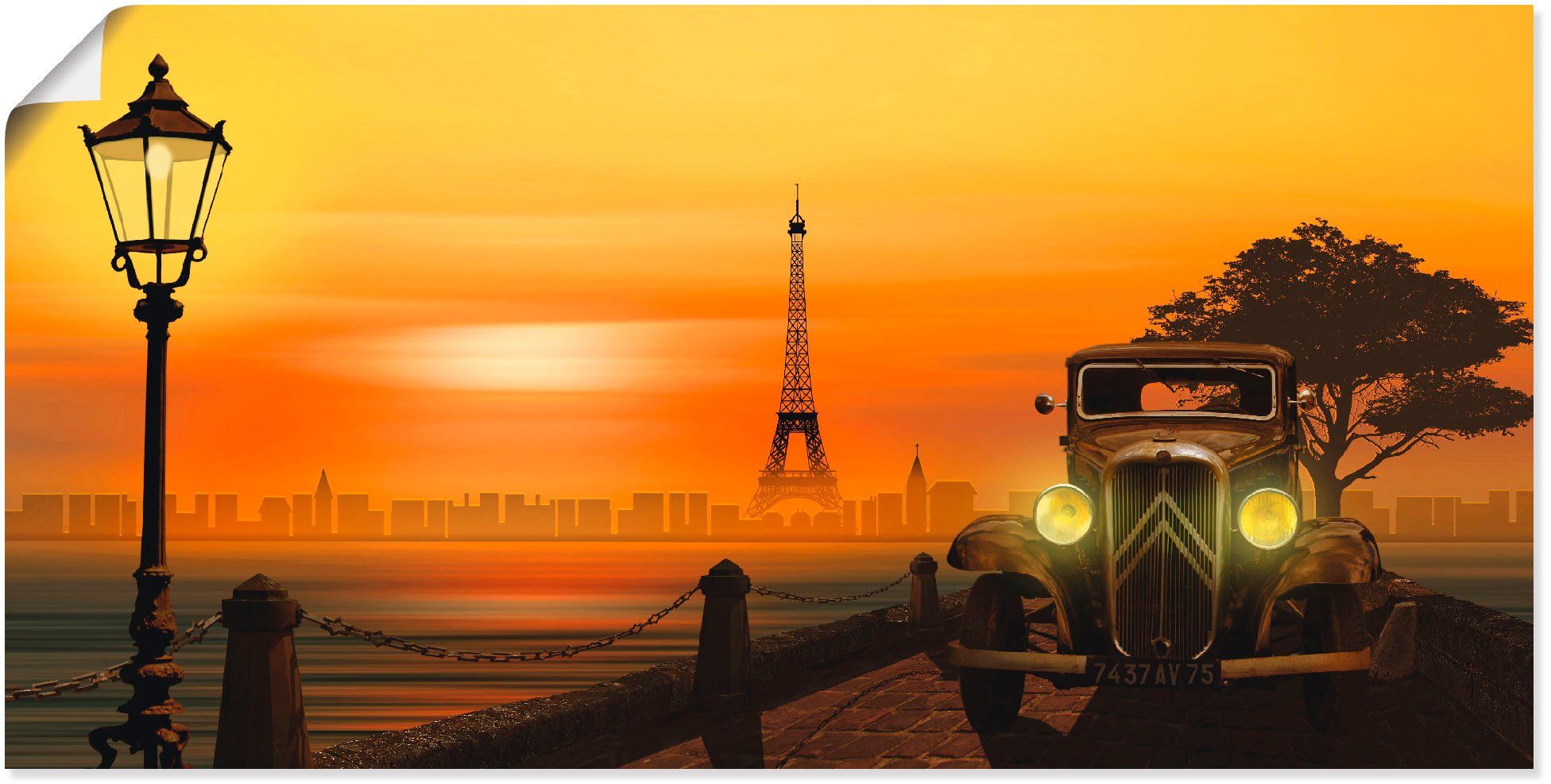 Artland Wandbild Paris Nostalgie, Auto (1 St), als Leinwandbild, Poster in verschied. Größen