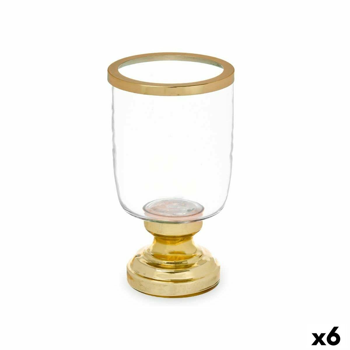Gift Decor Windlicht Kerzenschale Glas Gold Stahl 12 x 24,5 x 12 cm 6 Stück