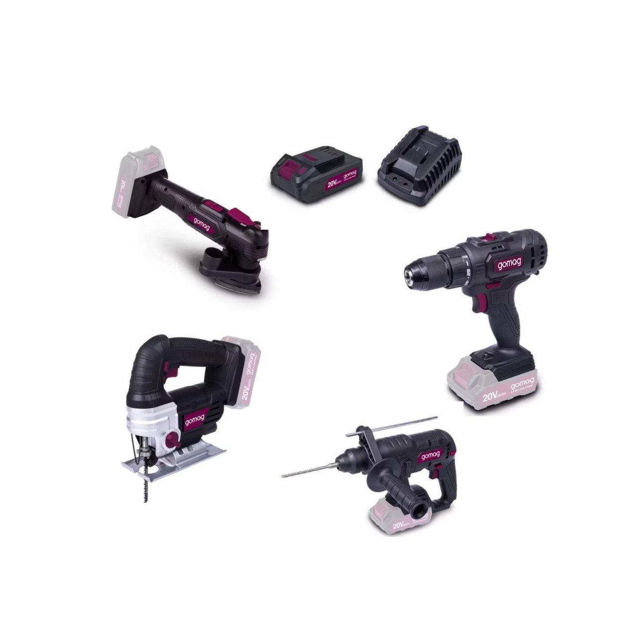 Scheppach Akku-Bohrschrauber Gomag Akku-Werkzeug-Set 20 V Bohrschrauber