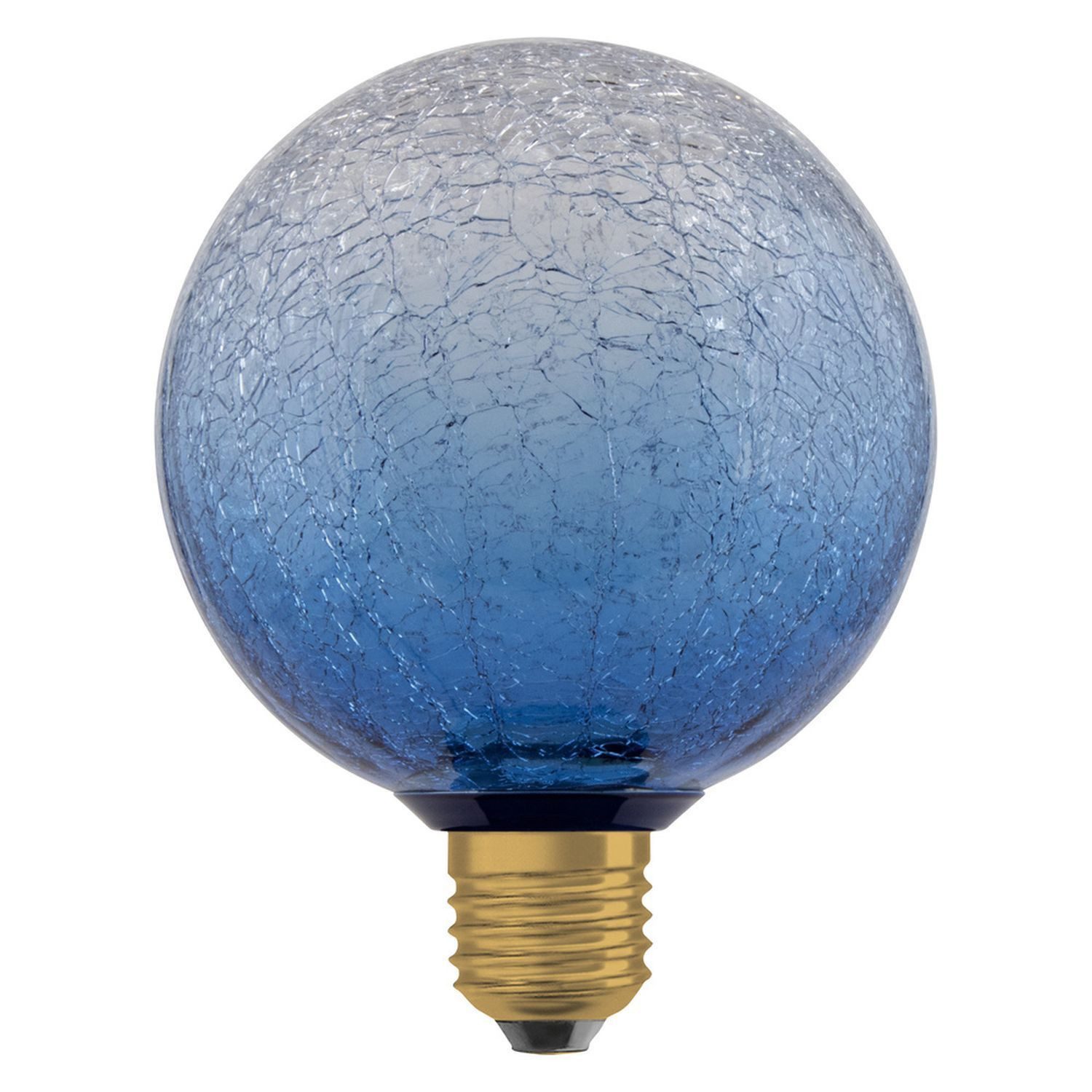 Licht-Erlebnisse LED-Leuchtmittel LAMP, E27, Warmweiß, Deko Birne E27 Crackled Glas Blau Ø 12.5 cm 2700 K 300 lm warmweiß