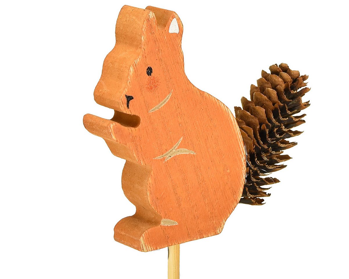 Thumbnail - Viana Streudeko Eichhörnchen Deko Blumenstecker aus Holz, Zapfen Schwanz, Garten