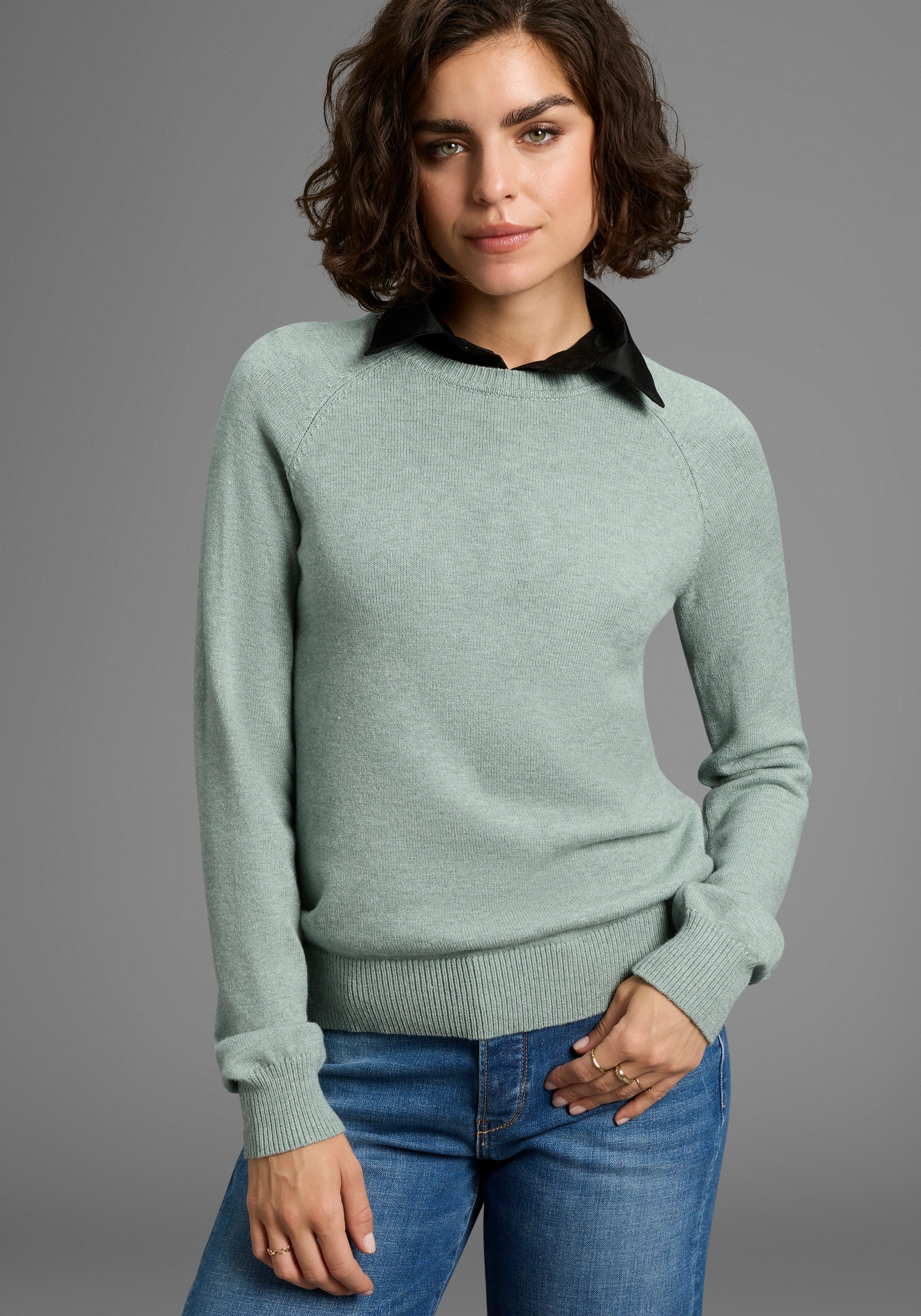 Laura Scott Strickpullover softer Übergangsstrick im Basic-Shape mit Rundha günstig online kaufen