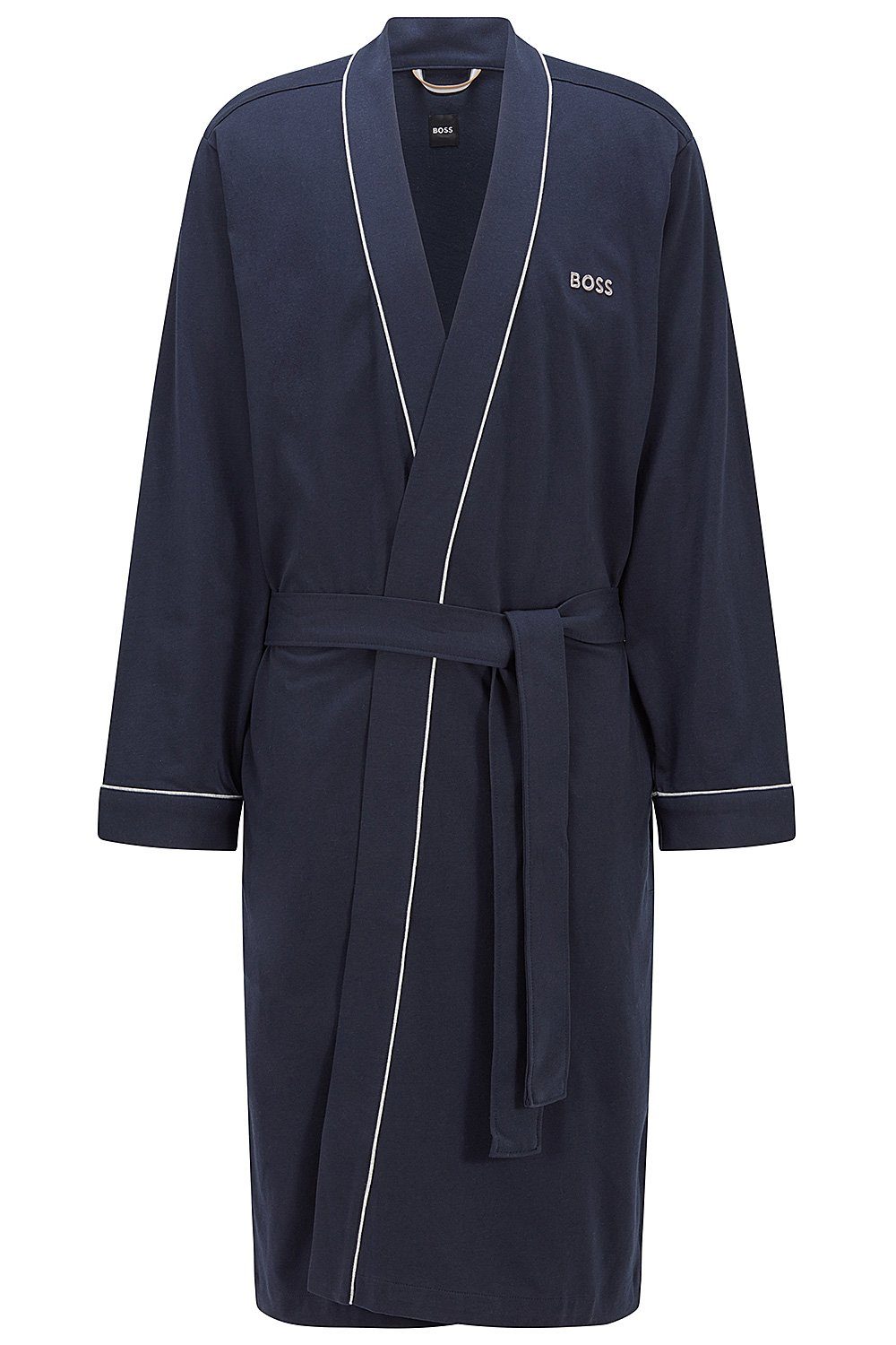 BOSS Herrenbademantel Kimono BM, Baumwolle, Taillengürtel, Blue (403) Baumwolle Dark Morgenmantel aus