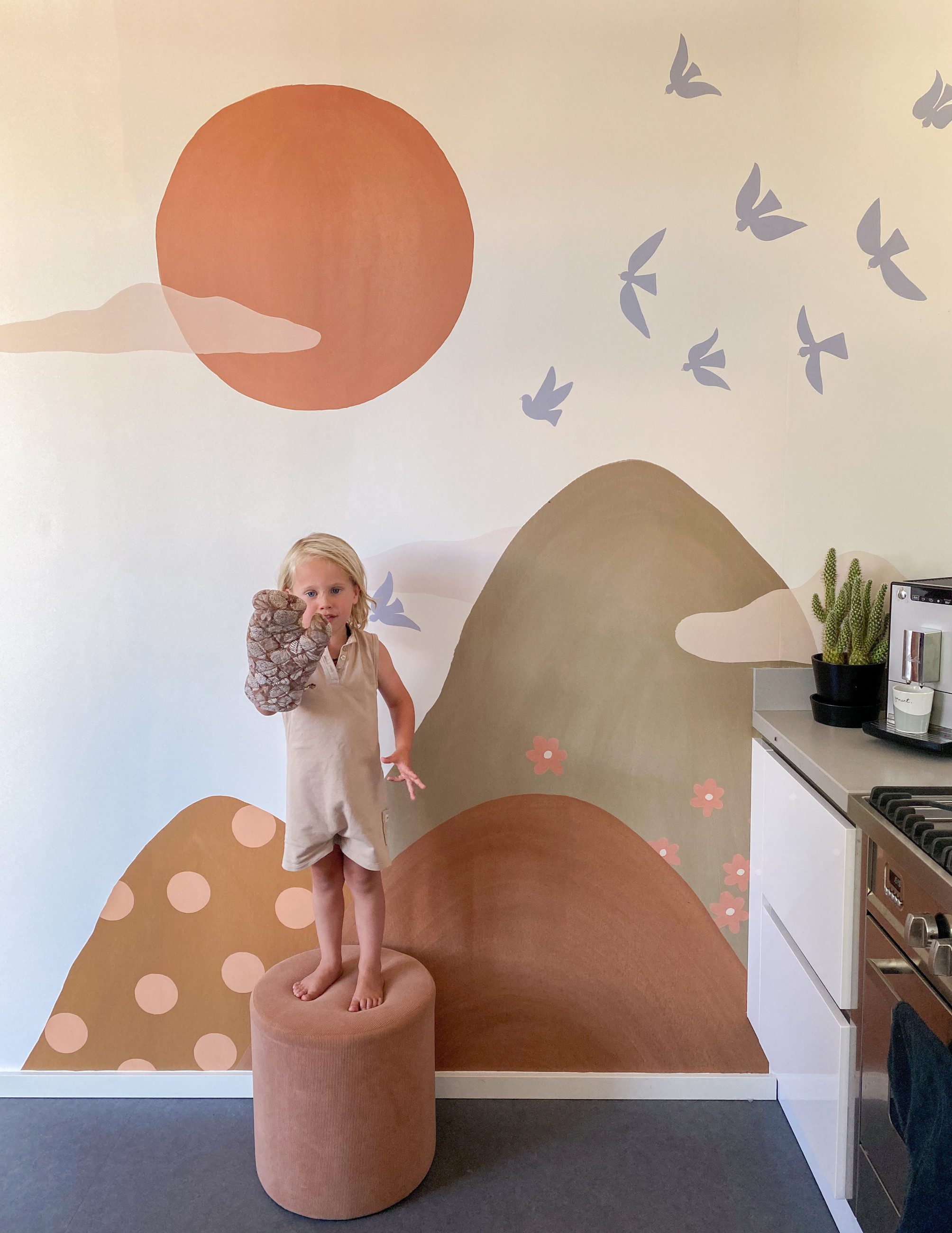 Rasch Fototapete Berge in Orange, Roomblush Mountain Tops RB353 - 2,85m x 2,00m, glatt, modern, minimalistisch, grafisch, (1 Rolle, 1 St)