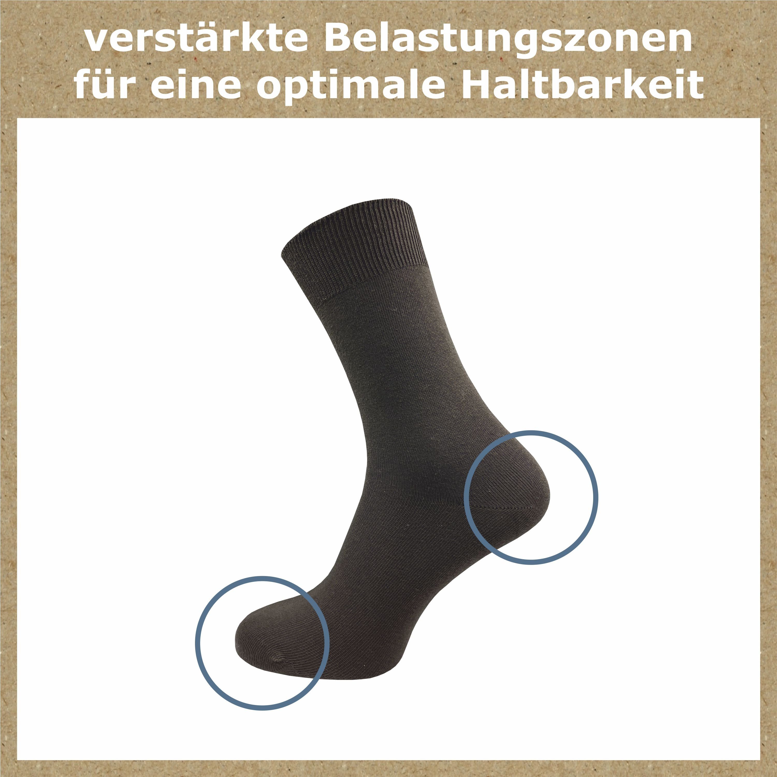 GAWILO Socken für Damen Paar) Komfortbund aus mit und und venenfreundlichem (10 Freizeit 100% Business Baumwolle, Dunkelbraun Herren