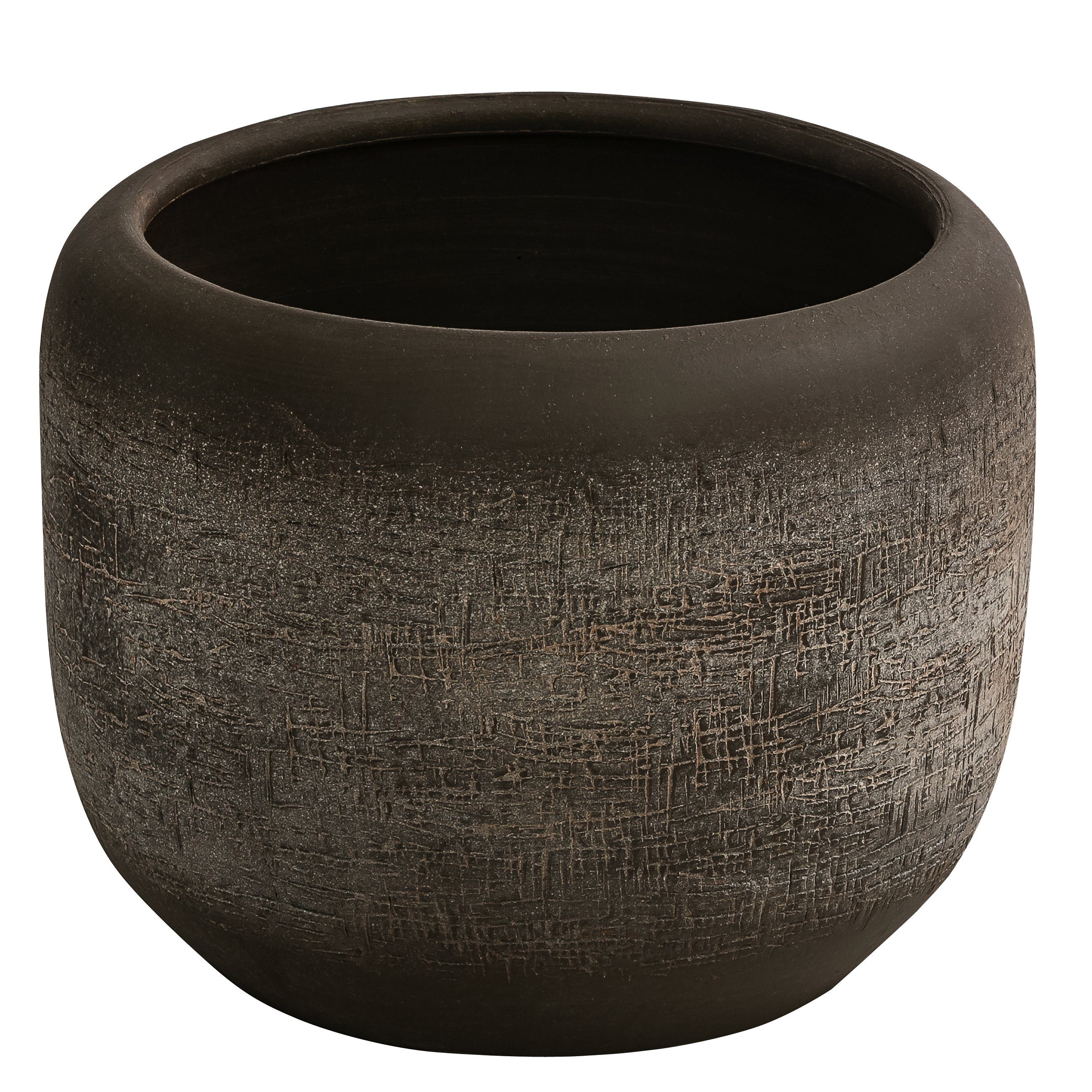 Dehner Übertopf Romy, Ø 24 - 29 cm, Höhe 20 - 26 cm, rund, Keramik, Übertopf mit reliefartiger Oberfläche, für Zimmerpflanzen