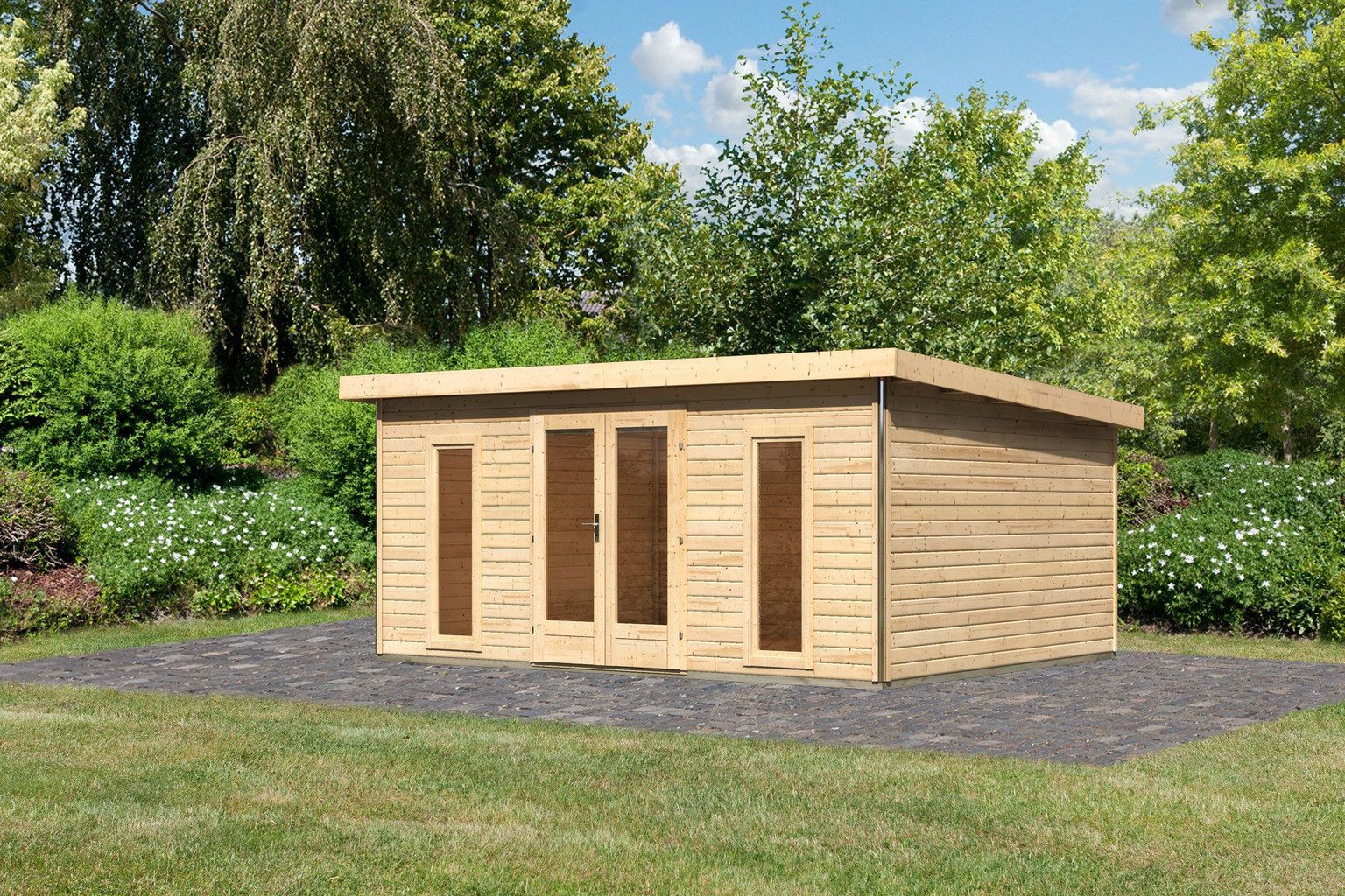 Karibu Gartenhaus Karibu Gartenhaus Radeburg, 38 mm, 528 x 420 cm, Typ 4, natur, ohne Anbau