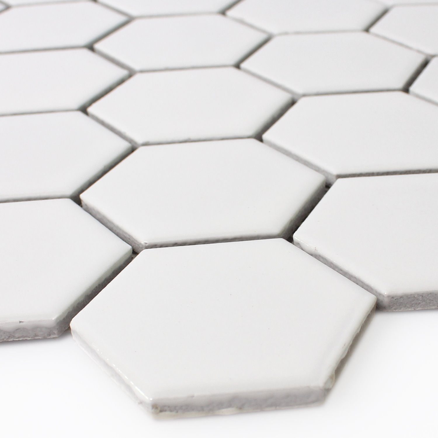 Mosafil Mosaikfliesen Keramik Mosaikfliesen Hexagon Salamanca Schwarz Weiß Matt H51, Keramik 28.100x32.500, weiß, Verlegefertig auf ein Netz geklebt - Frostsicher - Wasserfest -