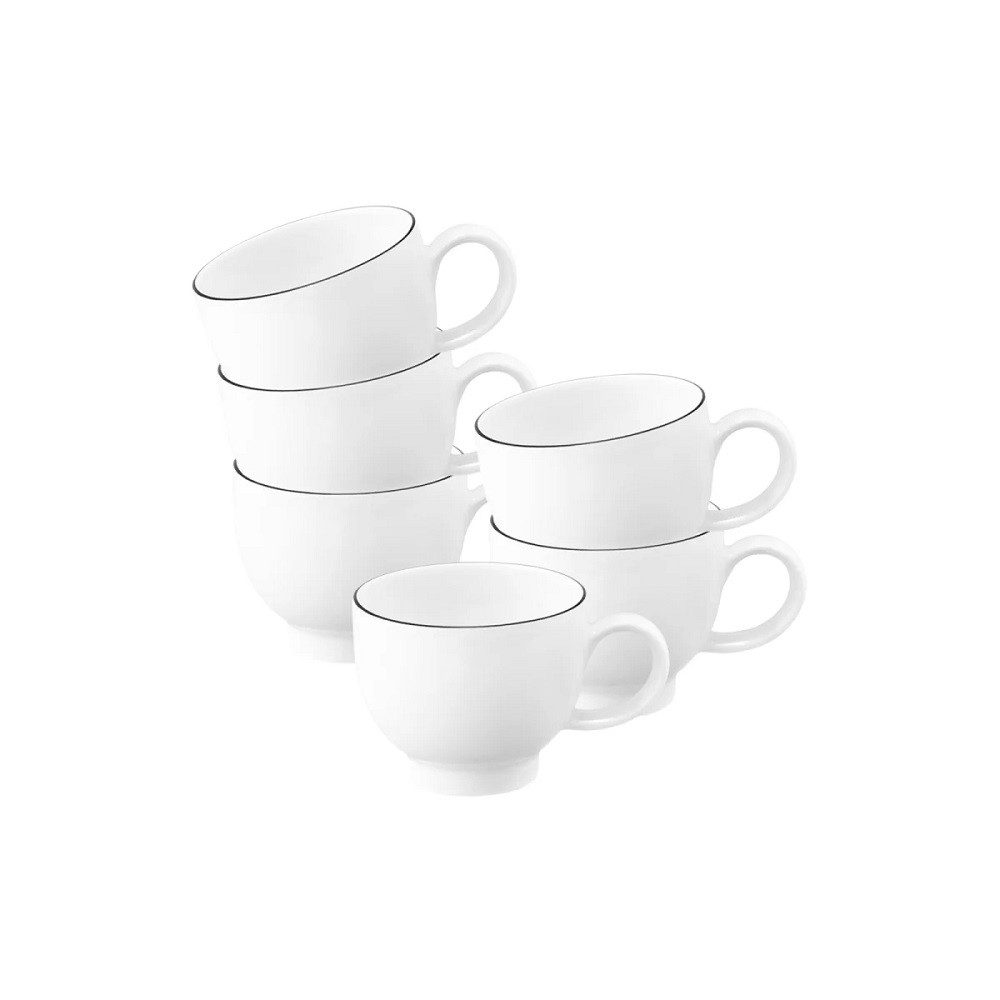 Seltmann Weiden Espressotasse Seltmann Weiden Lido Black Line Espressotasse 0,09 l 6er Set, Porzellan