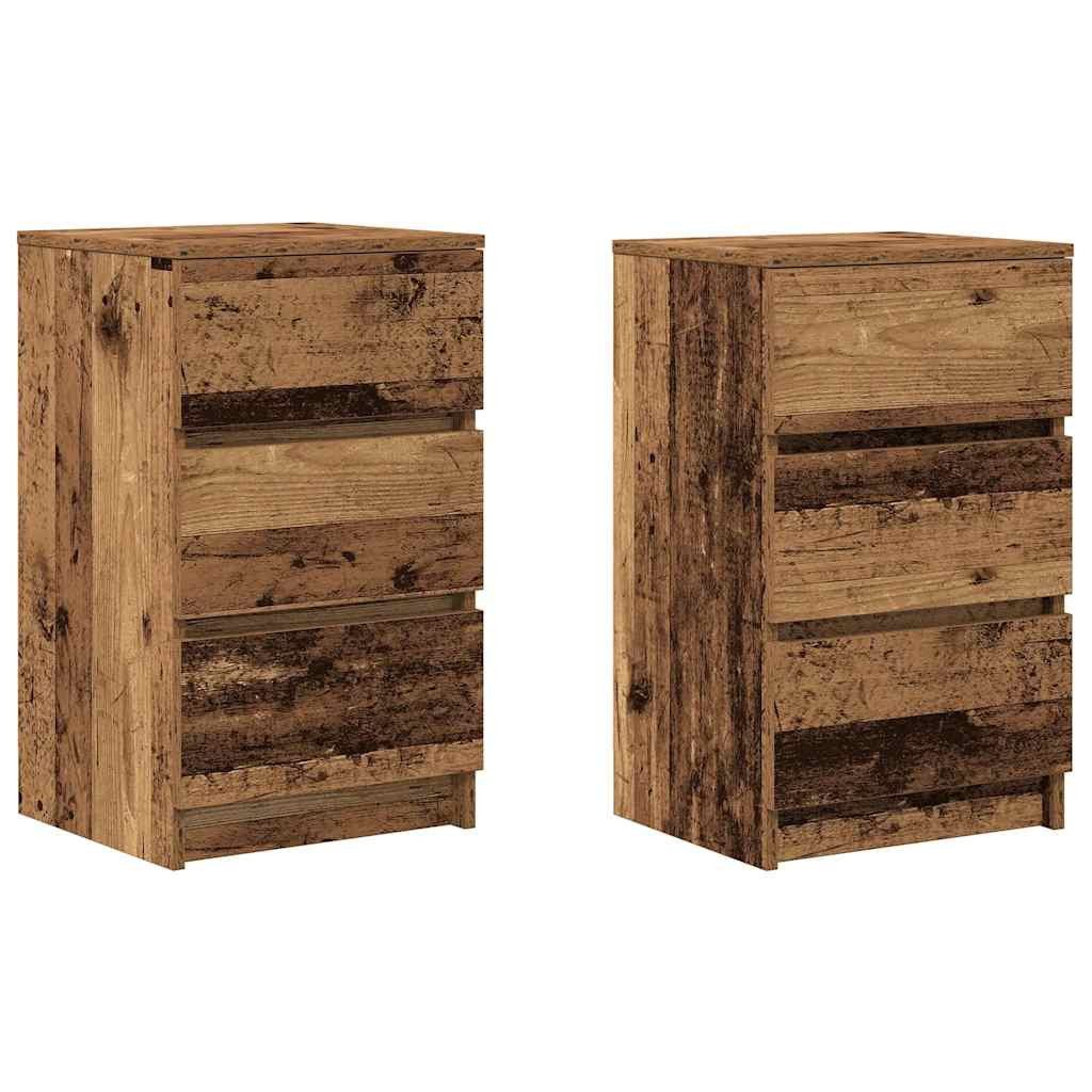 vidaXL Nachttisch Nachttische mit 3 Schubladen 2 Stk. Altholz-Optik 39x35x65 cm (2-St)