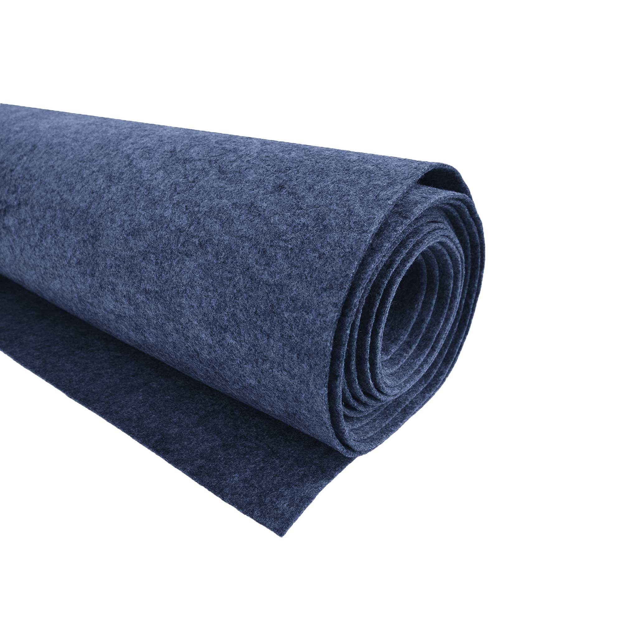 maDDma Stoff Bastelfilz waschbar Meterware Filz ab 1m x 90cm x 3mm Dekofilz, blau meliert