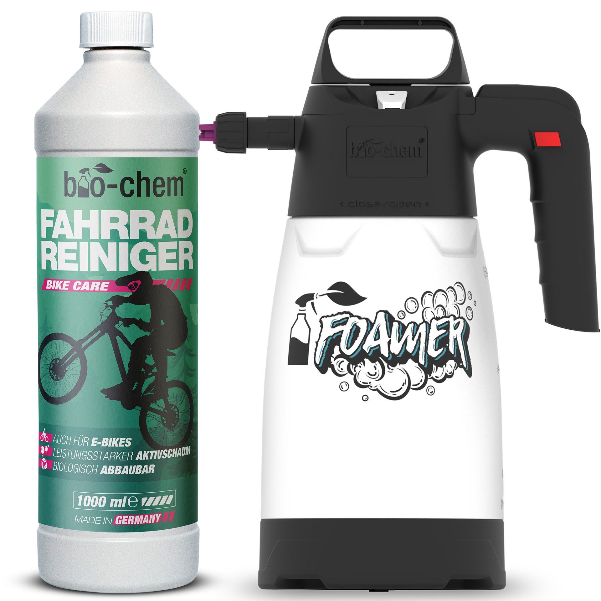 Fahrradreiniger - 1000 ML inkl. Schaumsprüher - biologisch abbaubar Zweiradreiniger