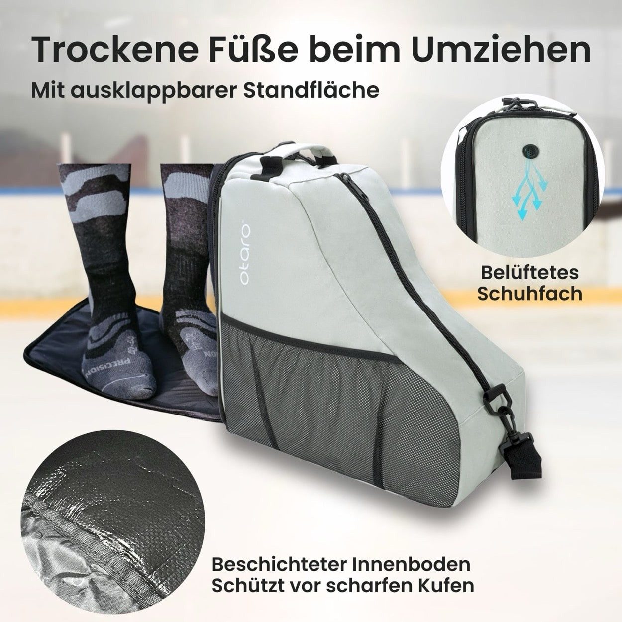 Otaro Sporttasche Schlittschuhtasche mit Schultergurt, Classic 21L Schwarz