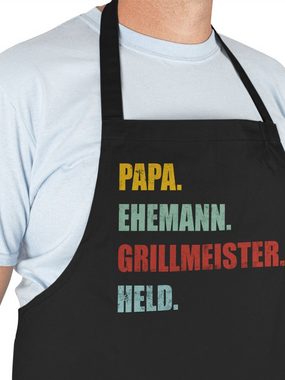 Shirtracer Kochschürze Papa Ehemann Grillmeister Held Retro Vintage Effekt, (1-tlg), Vatertag Geschenk