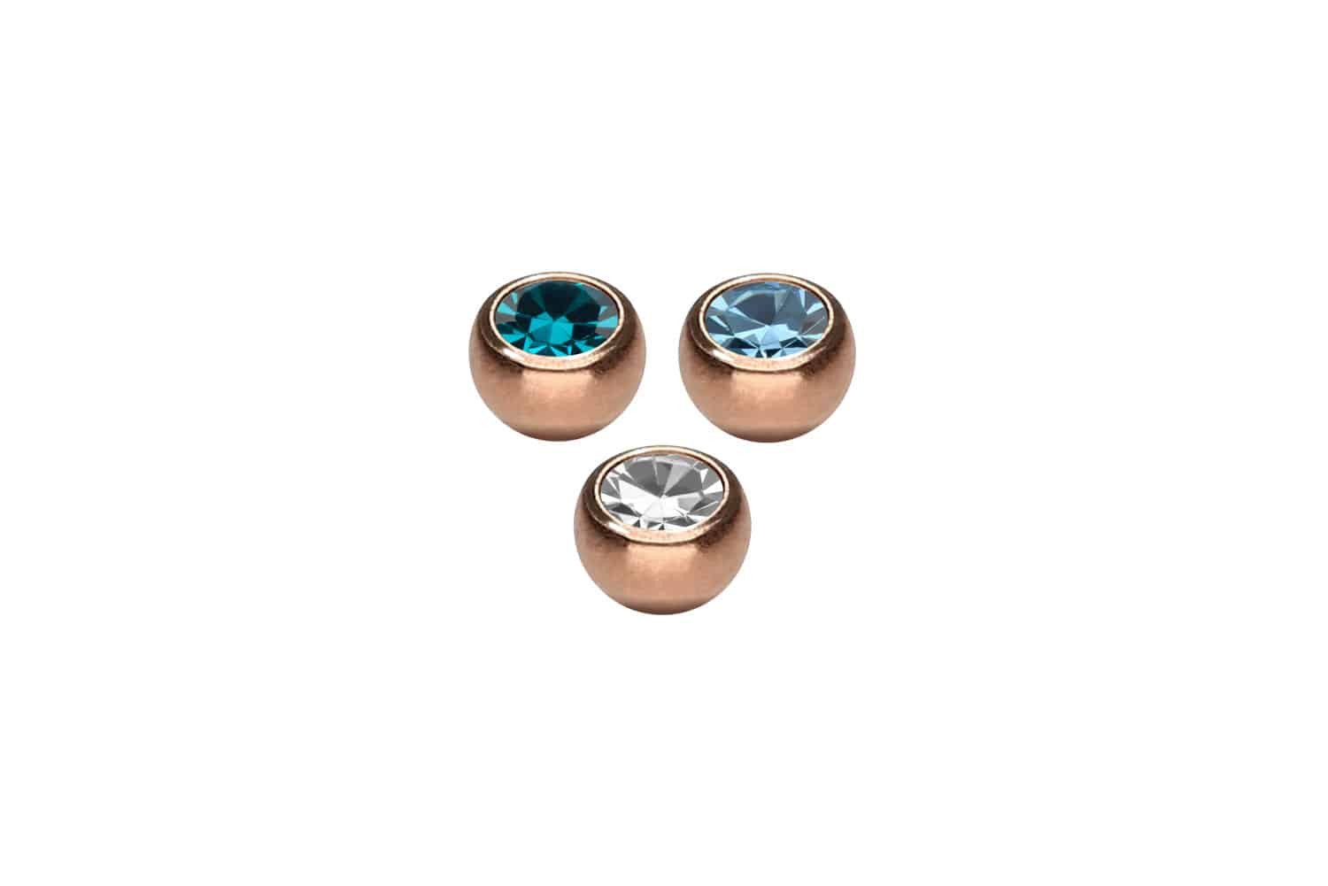 PIERCINGLINE Piercing-Set SET Chirurgenstahl Schraubkugel KRISTALL (Schraub-Aufsätze, 3er SET2 = 1,2 mm Gewinde)