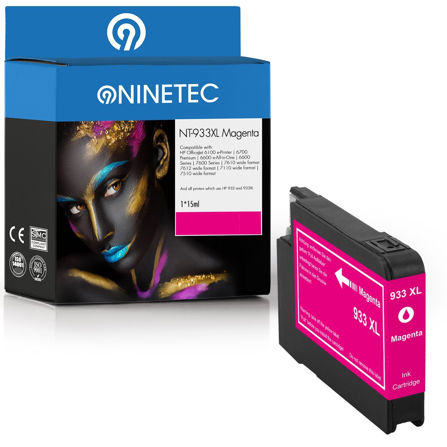 NINETEC ersetzt HP 933XL 933 XL Magenta Tintenpatrone
